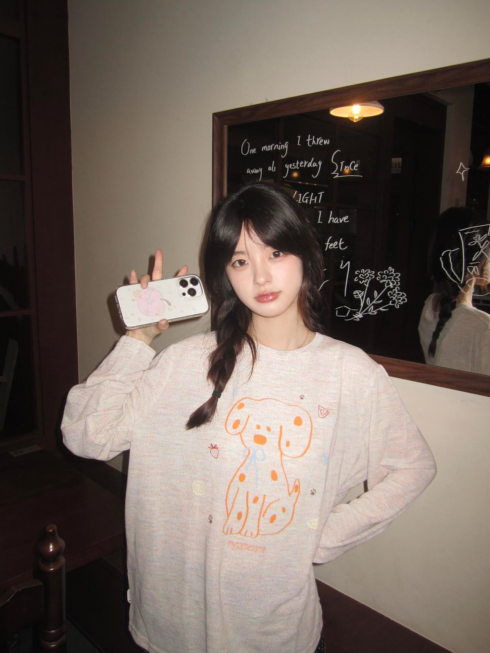 아메리칸 레트로 달마 시안 프린트 라운드 넥 긴팔 블라우스 티셔츠 여성 여름 루즈핏 얇고 가벼운 통기성 자외선 차단 맨위 이미지 3
