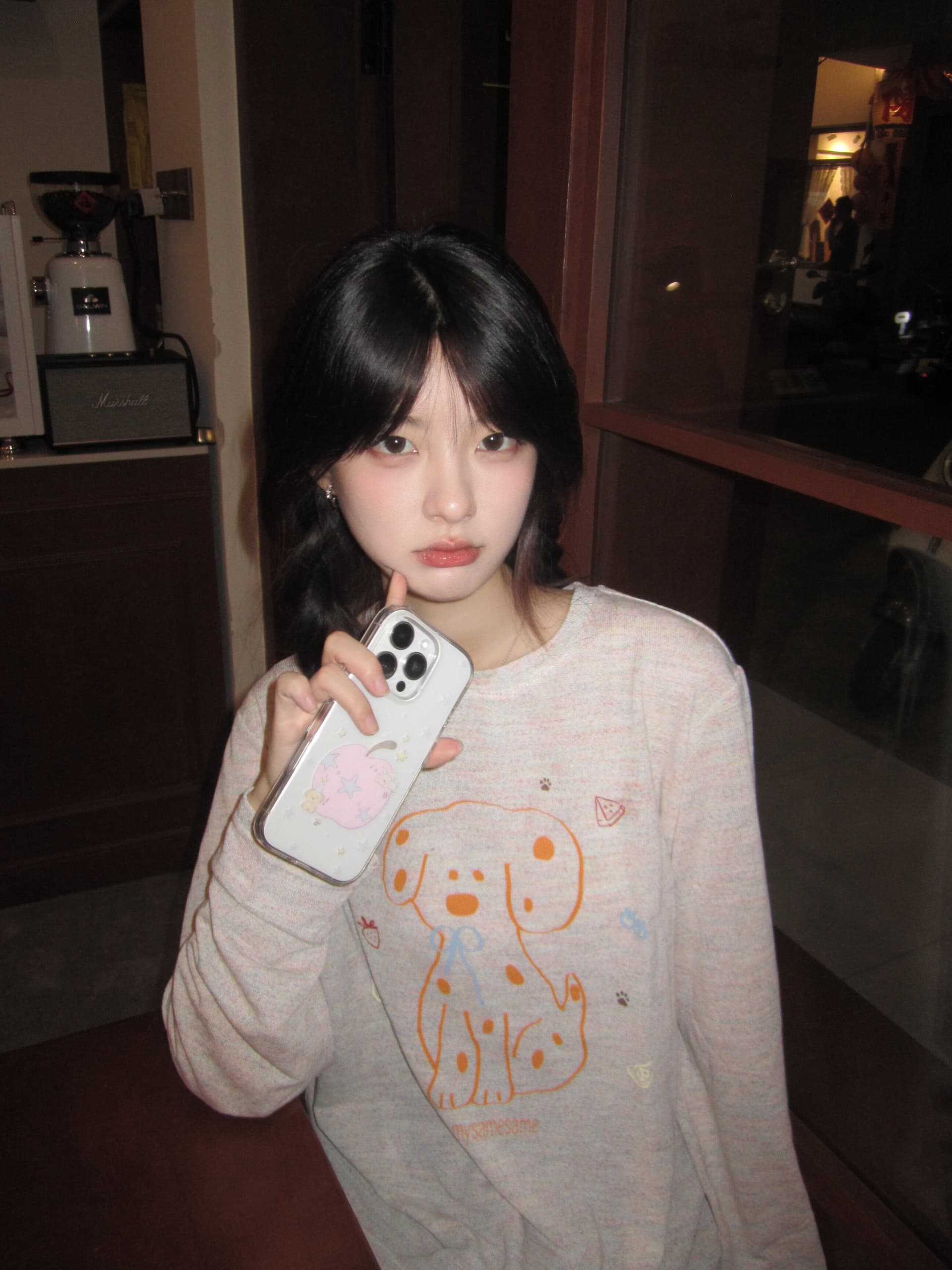 아메리칸 레트로 달마 시안 프린트 라운드 넥 긴팔 블라우스 티셔츠 여성 여름 루즈핏 얇고 가벼운 통기성 자외선 차단 맨위 상세 이미지 1