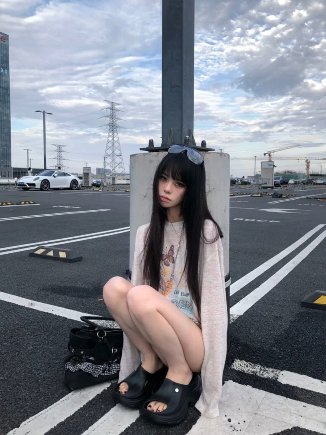 꽃무늬 나비 페인팅 블라우스 얇은 스타일 물리학 자외선 차단 남녀 국가 트렌디 웃음 하 트렌드 외출용 긴팔 맨위 이미지 2