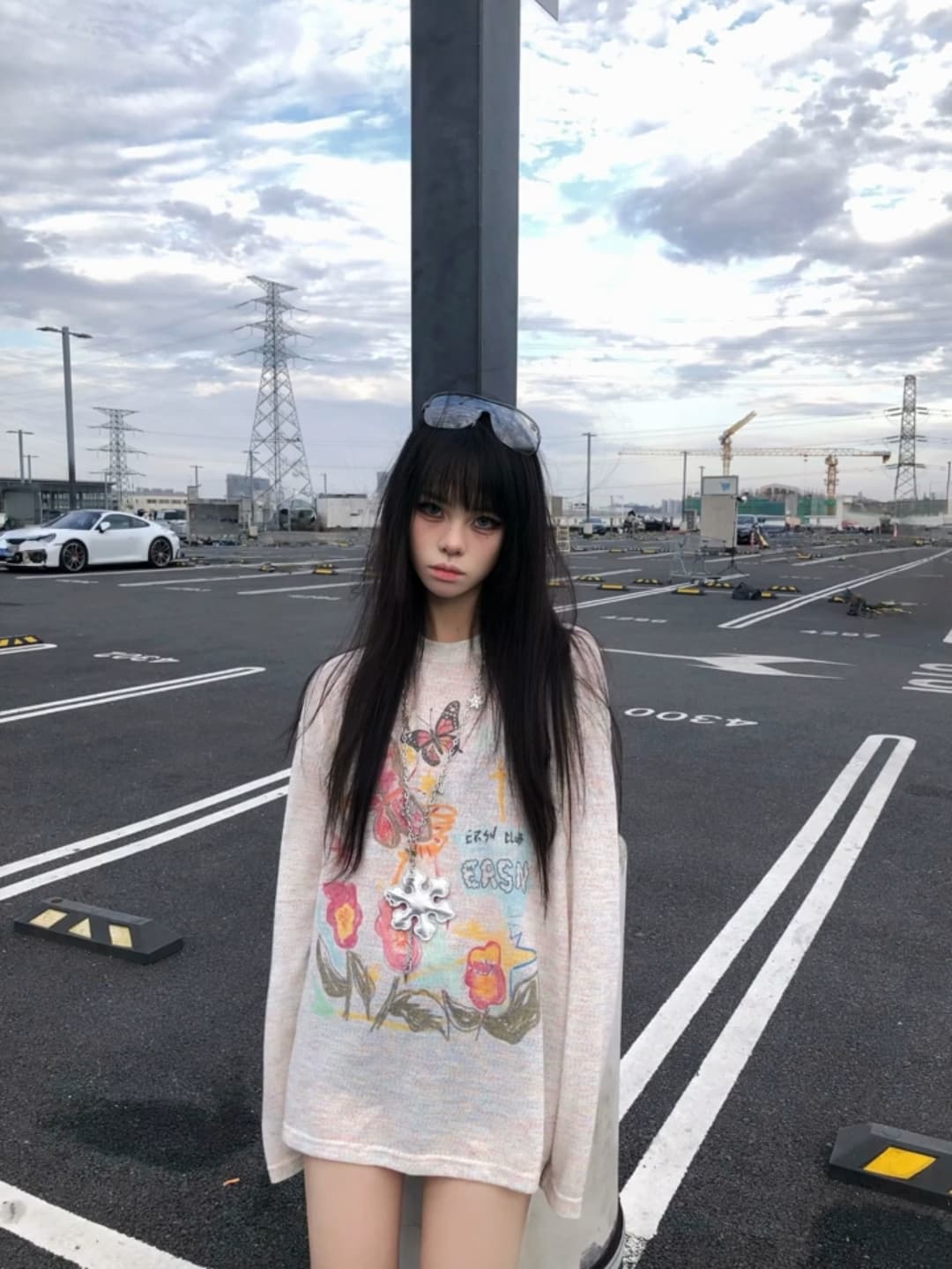꽃무늬 나비 페인팅 블라우스 얇은 스타일 물리학 자외선 차단 남녀 국가 트렌디 웃음 하 트렌드 외출용 긴팔 맨위 상세 이미지 1