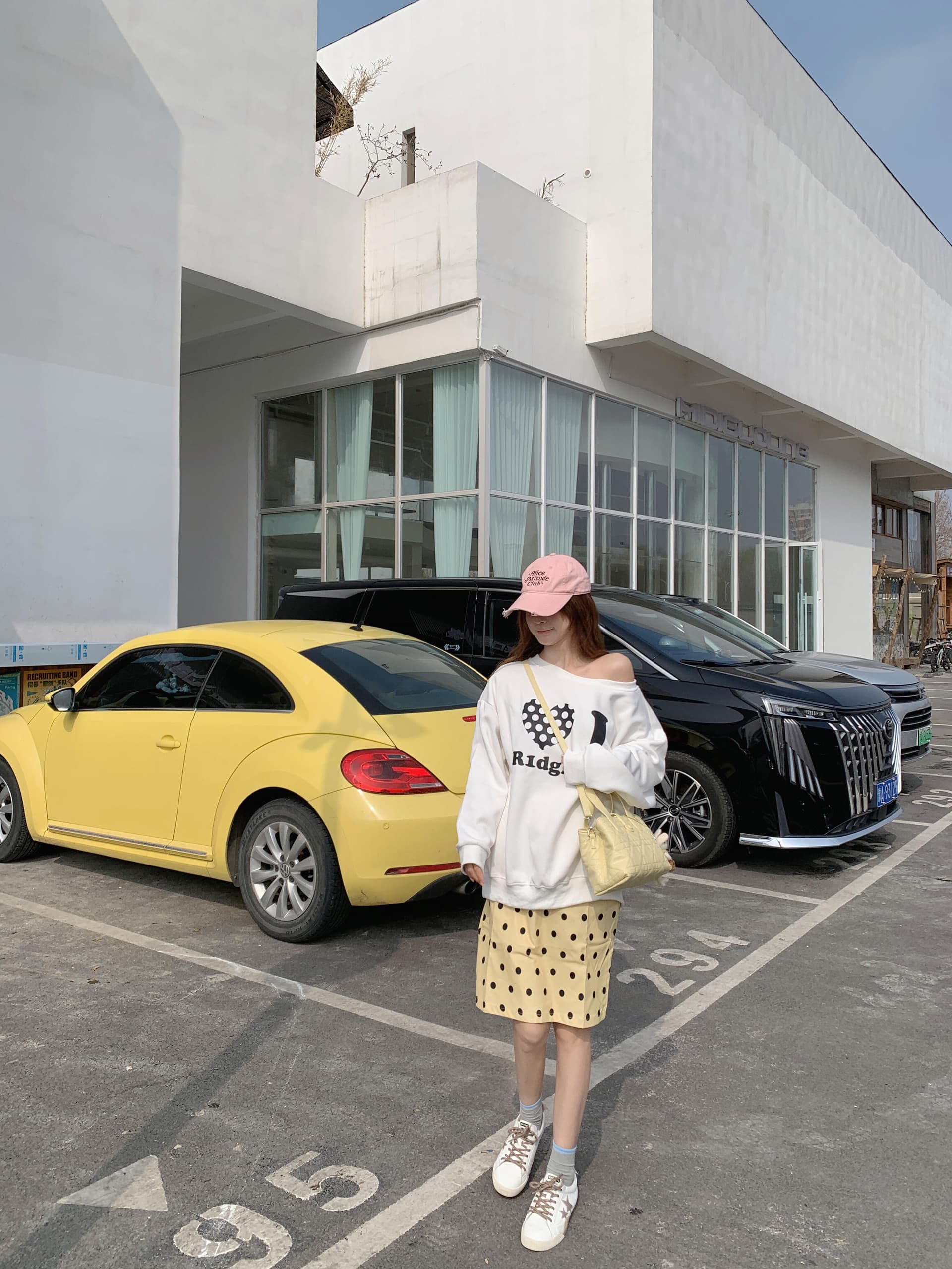 직접 만든 아메리칸 하트 도트 무늬 프린트 비스듬한 어깨 후드티 남녀 느긋한 루즈핏 캐주얼 긴팔 맨위 이미지 3
