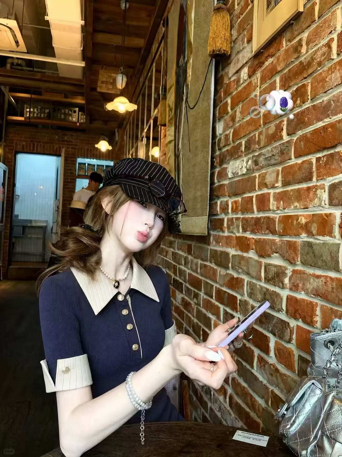 POLO 칼라 배색 페이크 레이어드 긍정적 인 어깨 반팔 티셔츠 여성 여름 디자인 센스 작은 대중 몸매 가꾸기 슬림해 보이는 맨위 상세 이미지 3