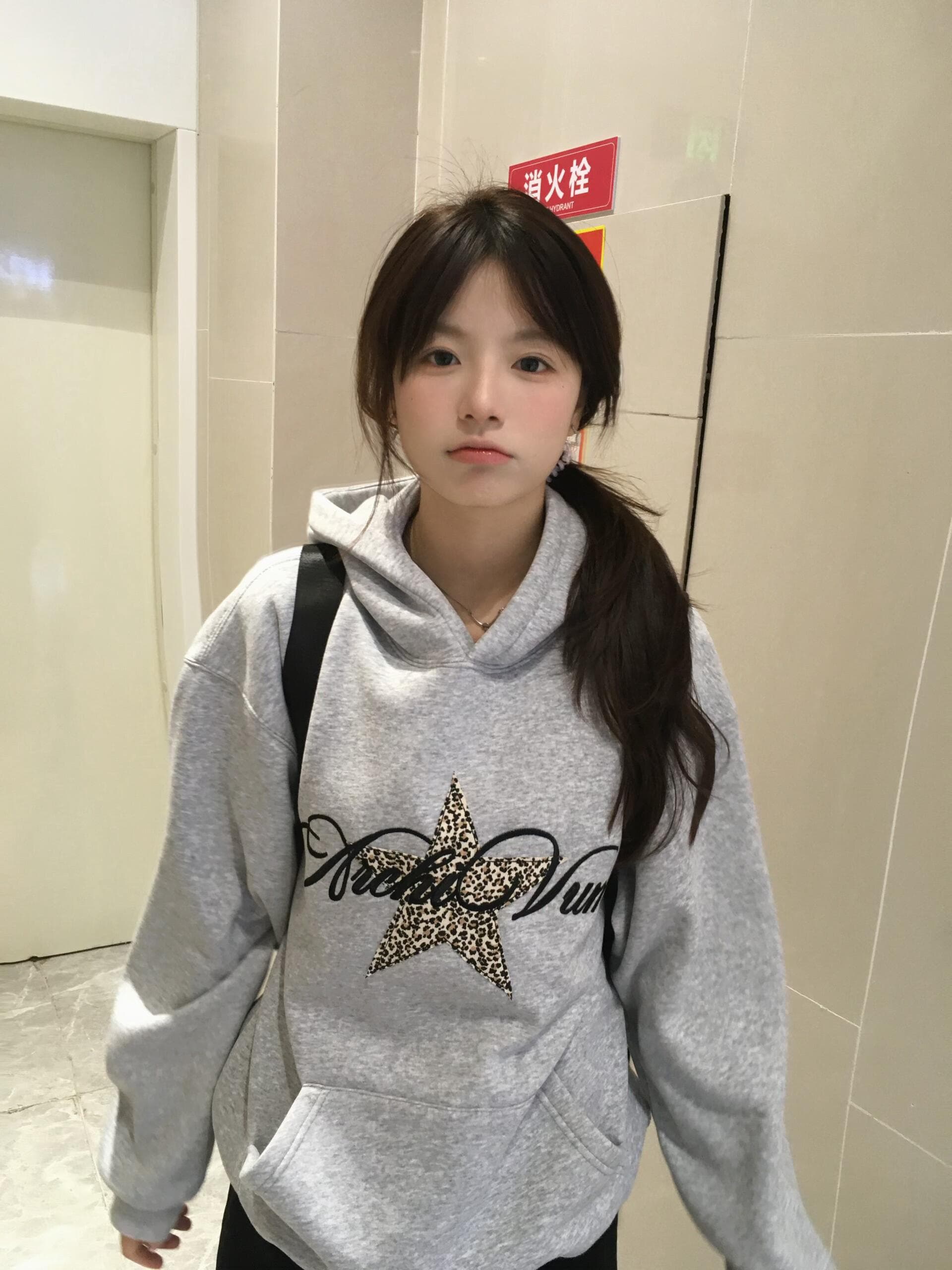 아메리칸 레트로 레오파드 무늬 별 프린트 후드티 여성 가을 겨울 새로운 루즈핏 풀오버 느긋한 바람 후드 조수 브랜드 재킷