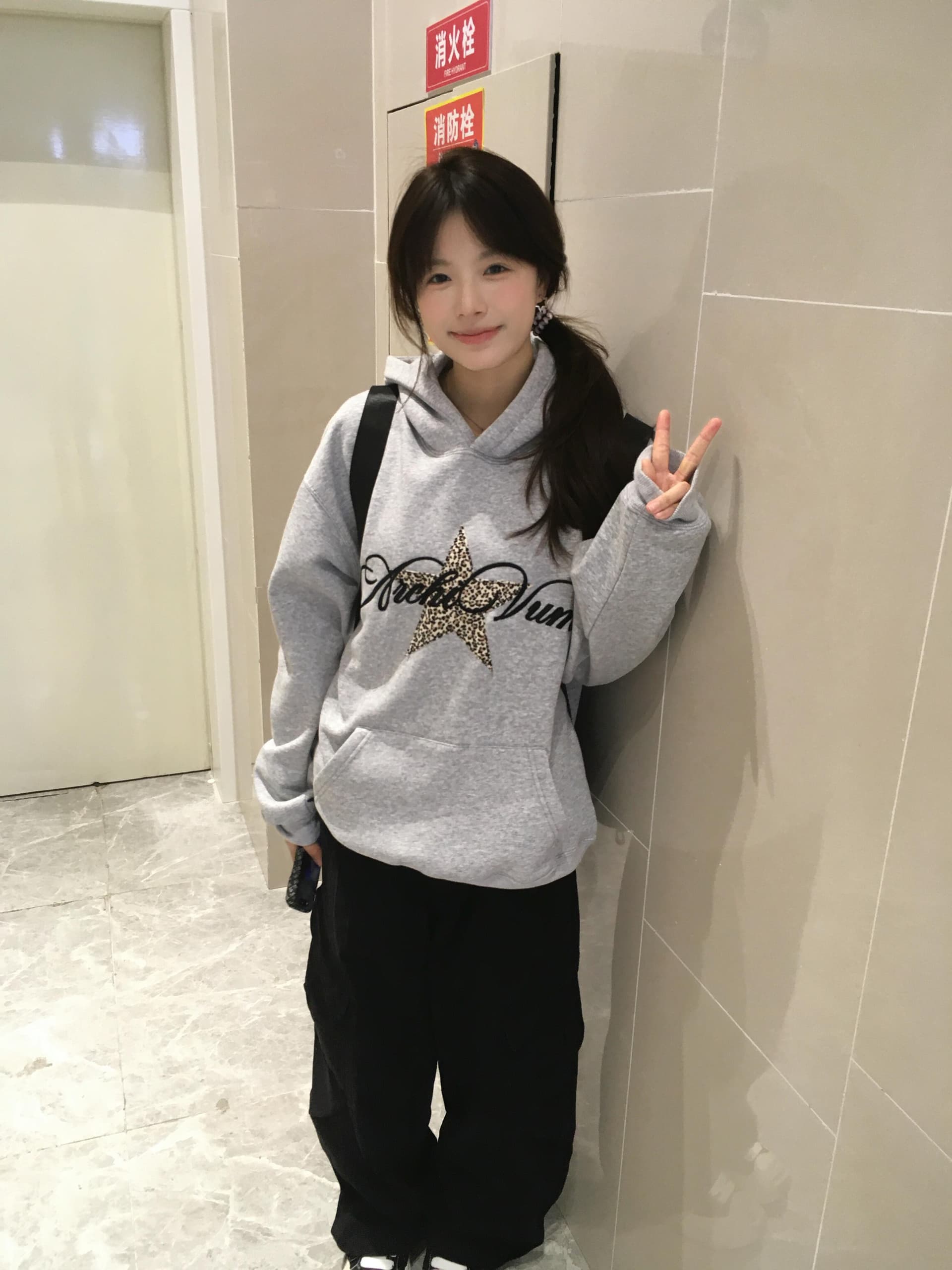 아메리칸 레트로 레오파드 무늬 별 프린트 후드티 여성 가을 겨울 새로운 루즈핏 풀오버 느긋한 바람 후드 조수 브랜드 재킷 상세 이미지 3