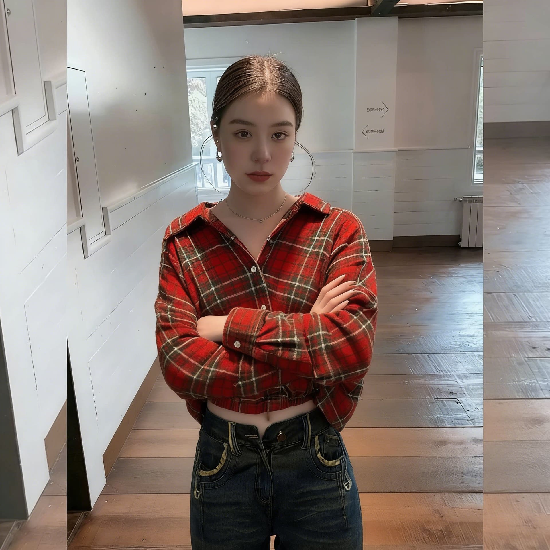 아메리칸 레트로 빨간색 체크무늬 여성 셔츠 2026 년 봄 가을 슬림해 보이는 디자인 센스 항구 바람 맨위 이미지 3