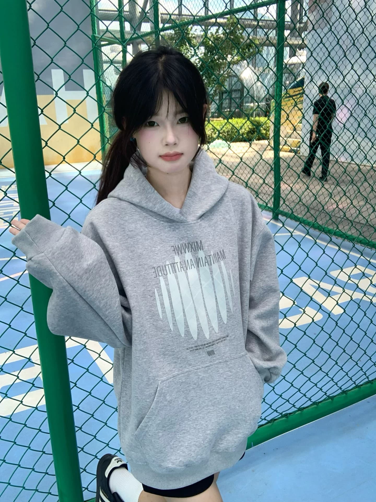 아메리칸 레트로 무거운 순면 회색 후드 티 스웨터 여성 가을 겨울철 새로운 루즈핏 조수 브랜드 커플 맨위 ins