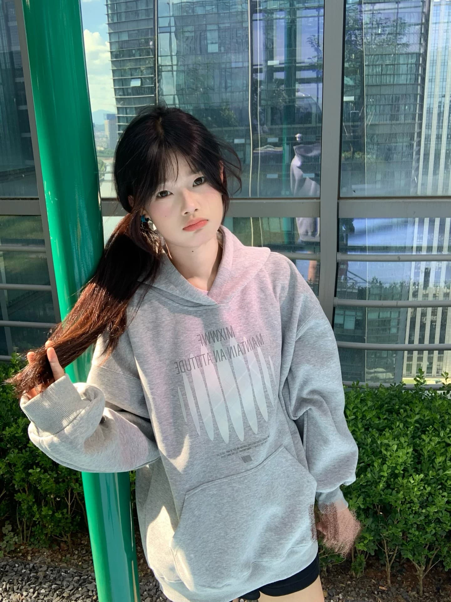 아메리칸 레트로 무거운 순면 회색 후드 티 스웨터 여성 가을 겨울철 새로운 루즈핏 조수 브랜드 커플 맨위 ins 상세 이미지 3