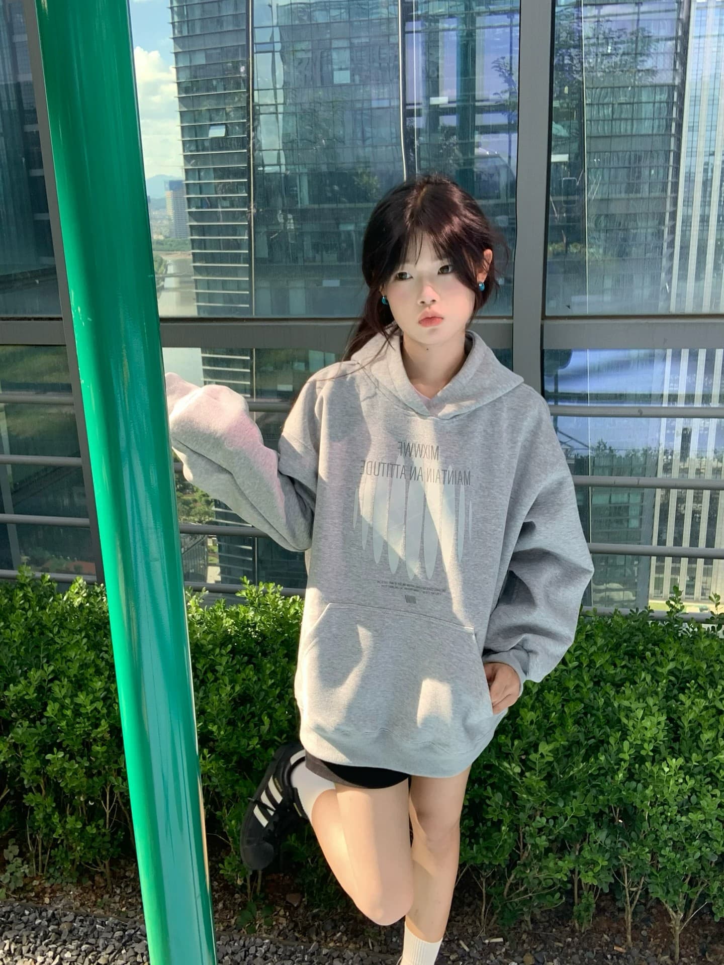 아메리칸 레트로 무거운 순면 회색 후드 티 스웨터 여성 가을 겨울철 새로운 루즈핏 조수 브랜드 커플 맨위 ins 상세 이미지 5