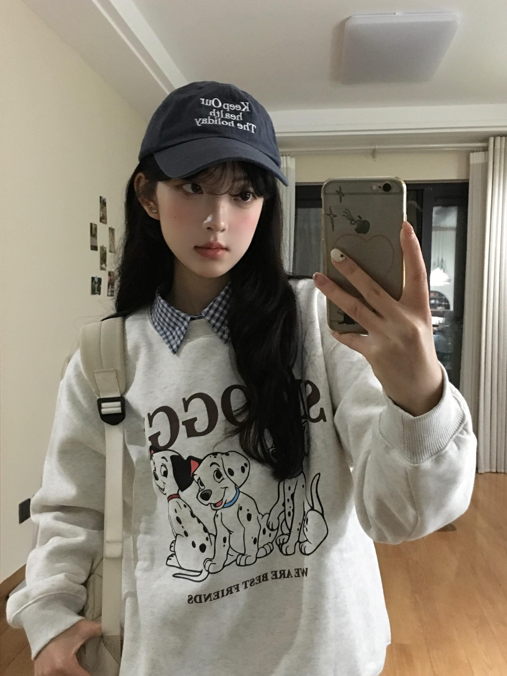 달마 시안 루즈핏 일상 캐주얼 봄 후드티 남녀 커플 섹션 아메리칸 풀오버 라운드 넥 맨위 상세 이미지 1