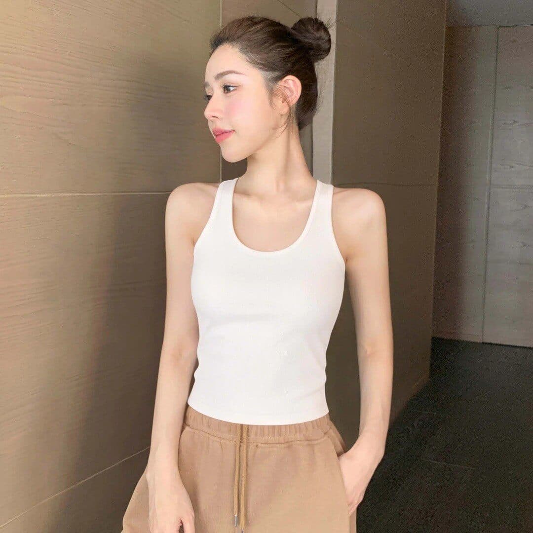 핫걸 바람 행침 목 백리스 캐미솔 몸매 가꾸기 작은 대중 다용도 디자인 센스 인사이드 잡아라. 의류 상세 이미지 4
