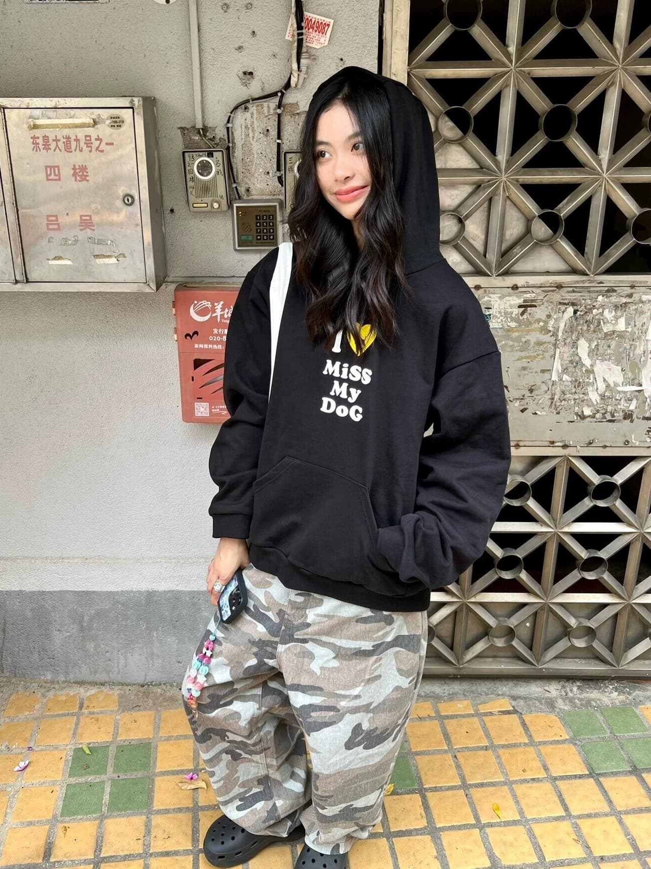 한국 ins 작은 대중 클래식 고양이 개 시리즈 프린트 캐주얼 루즈핏 순면 편안함 무거운 후드 티 스웨터 맨위 이미지 3