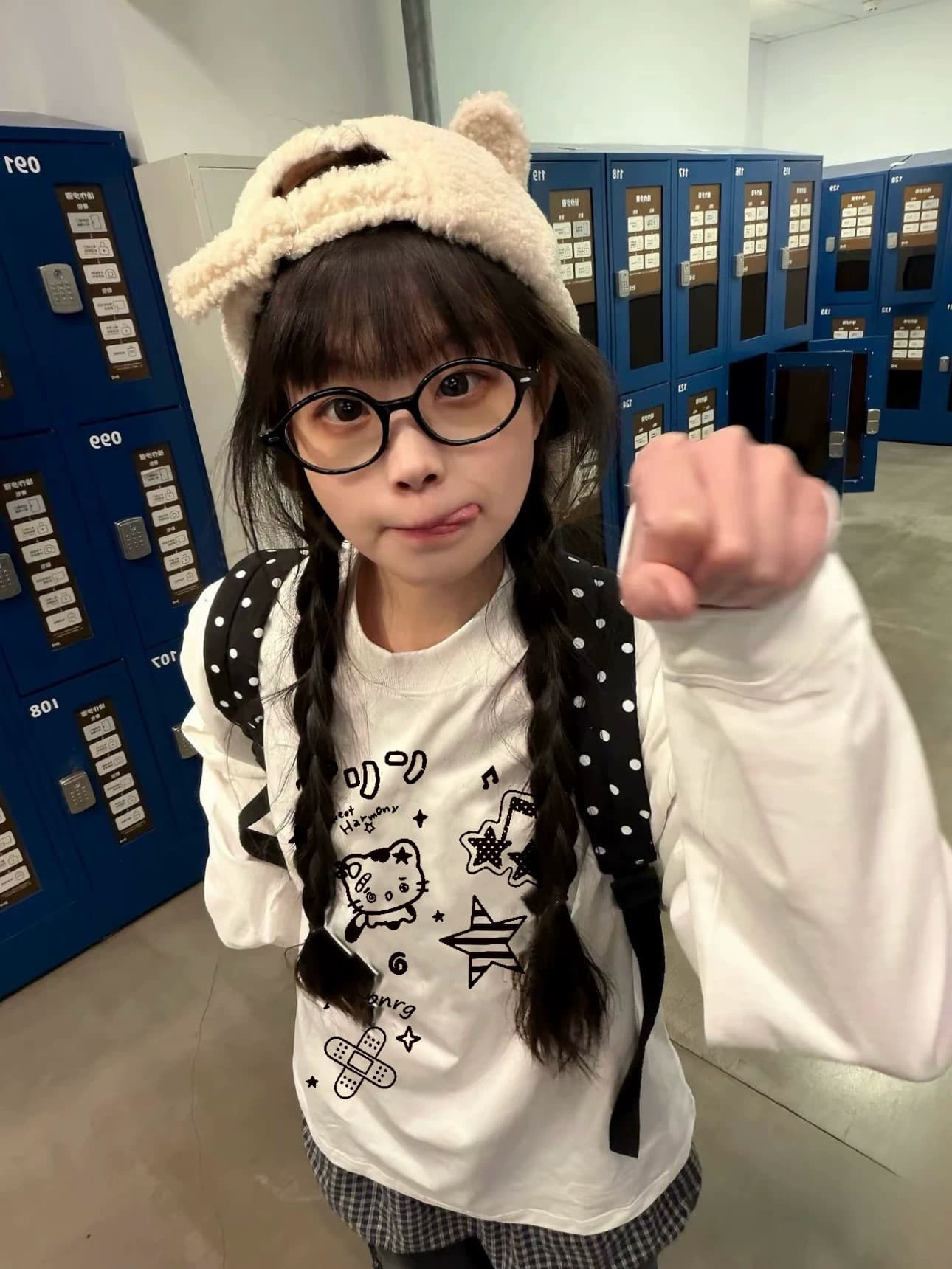 소녀 센스 만화 고양이 프린트 긴팔 티셔츠 여성 가을 기본 셔츠 루즈핏 순면 다용도 아시아 인 멩 센스 맨위 이미지 2