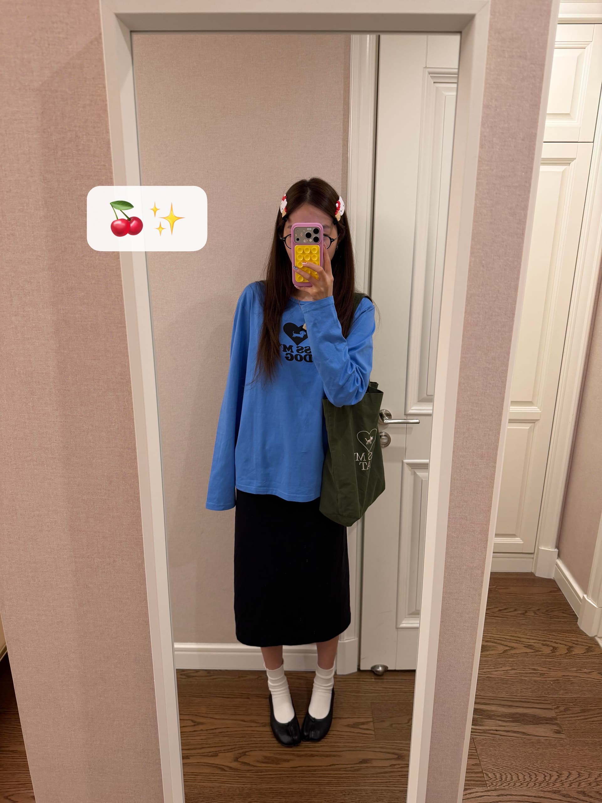 아메리칸 레트로 귀여운 고양이 슬로건 프린트 파란색 라운드 넥 긴팔 티셔츠 여성 봄 가을 루즈핏 캐주얼 맨위 이미지 4