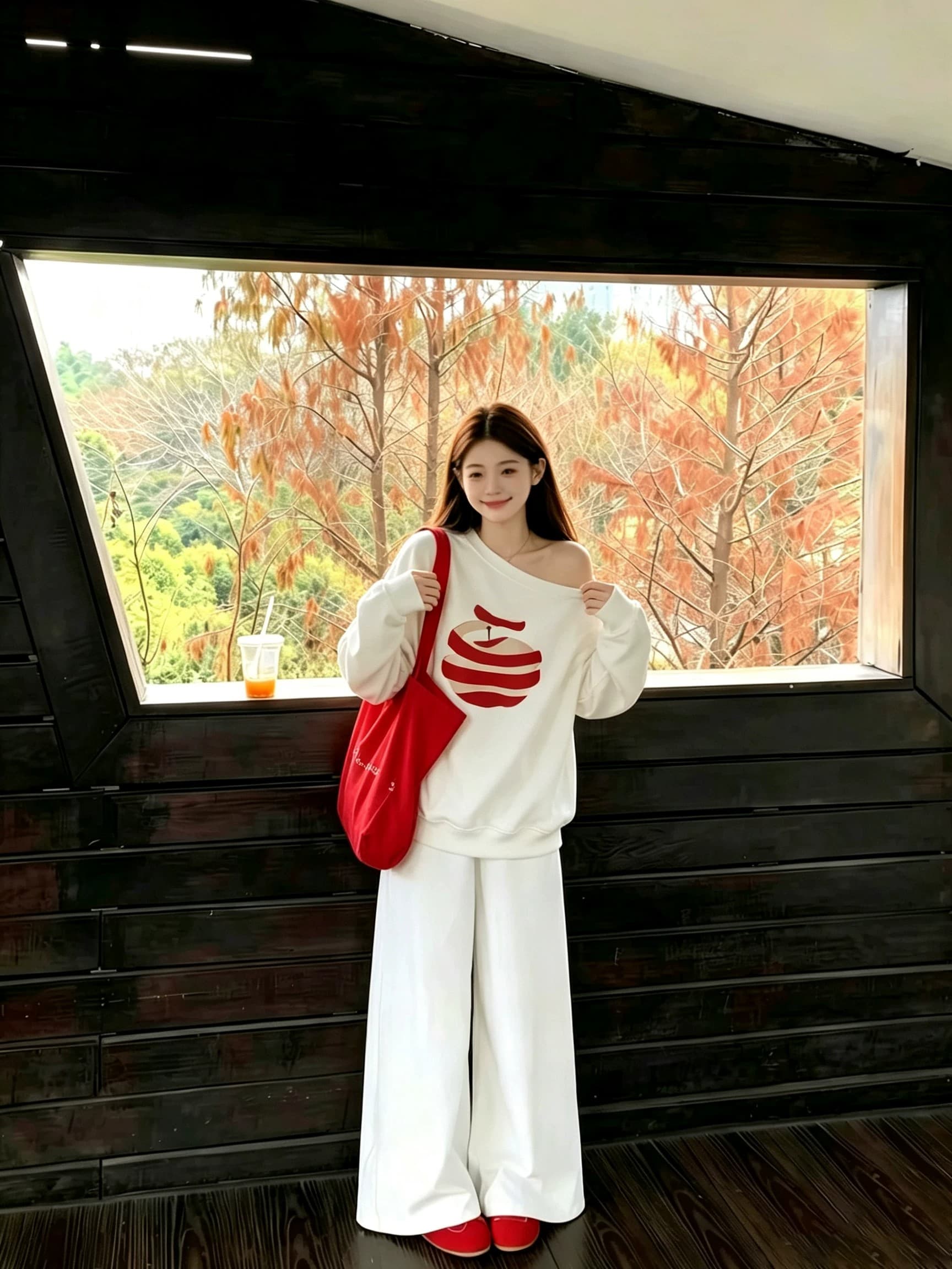 비스듬한 어깨 후드티 여성 섹션 2026 새로운 봄 가을 아메리칸 재킷 맨위 한 부서 고유 한 아름다운 자이언트 잘 생긴 상세 이미지 2