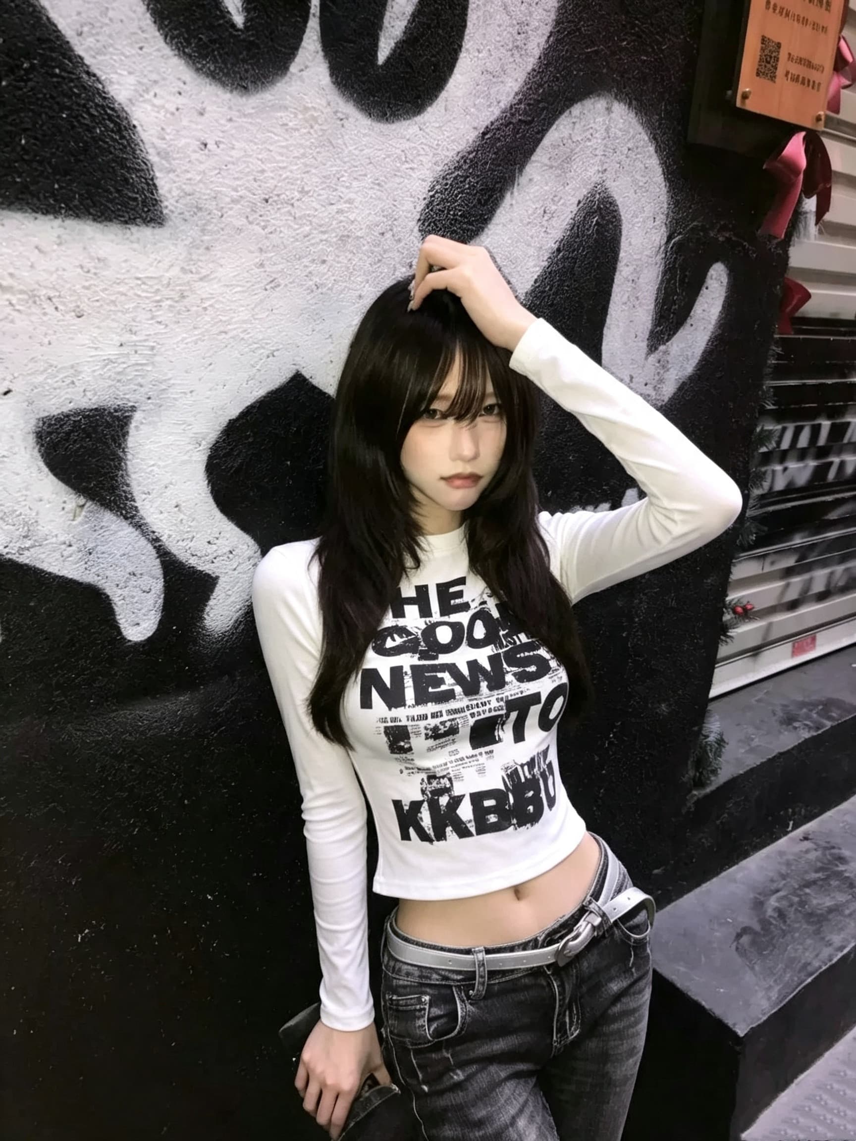 아메리칸 알파벳 프린트 긴팔 티셔츠 여성 이른 봄 새로운 수리 높이 거리 핫걸 기본 셔츠 인사이드 가져 가라. 높음 거리 의류