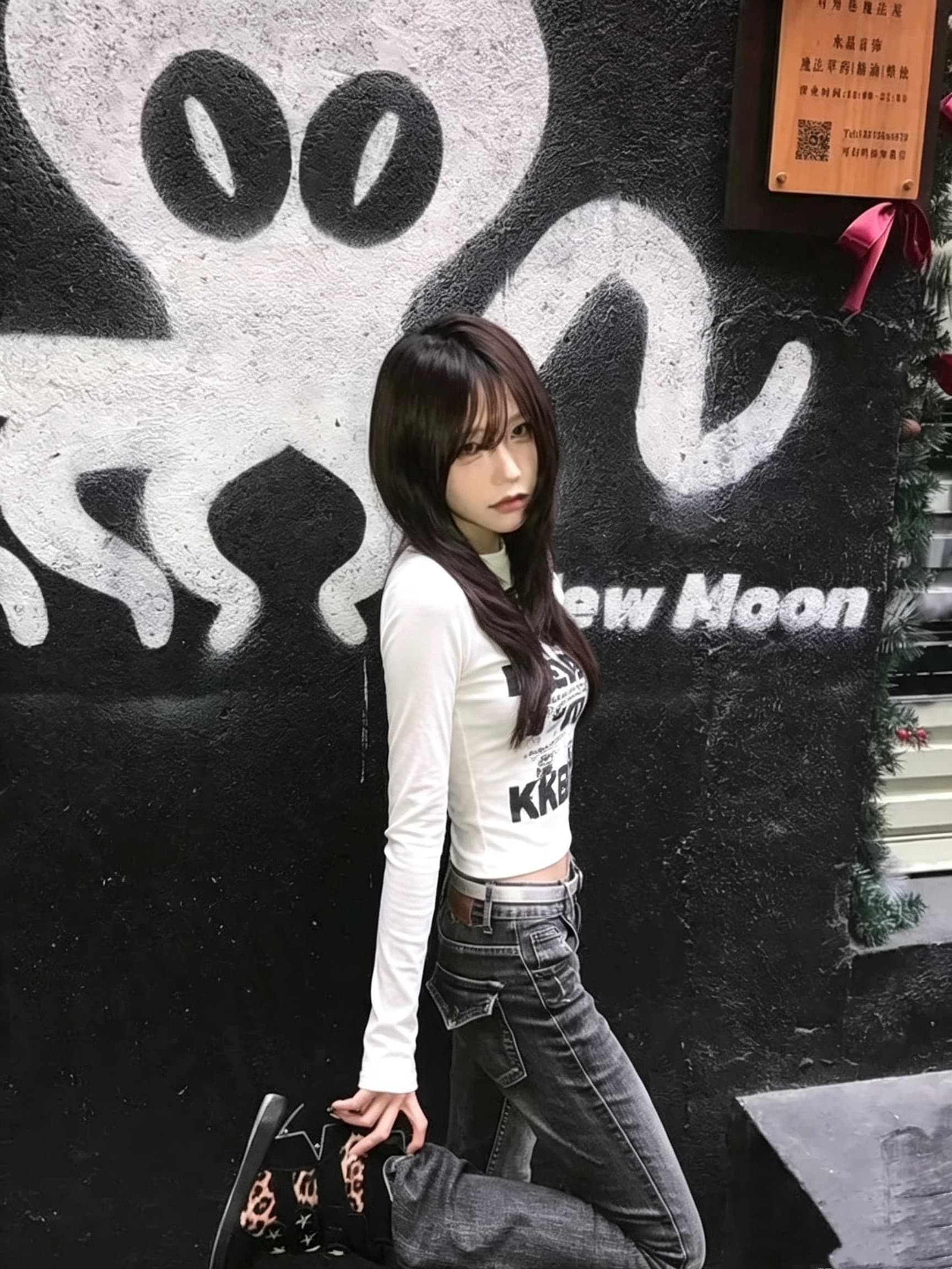 아메리칸 알파벳 프린트 긴팔 티셔츠 여성 이른 봄 새로운 수리 높이 거리 핫걸 기본 셔츠 인사이드 가져 가라. 높음 거리 의류 상세 이미지 5