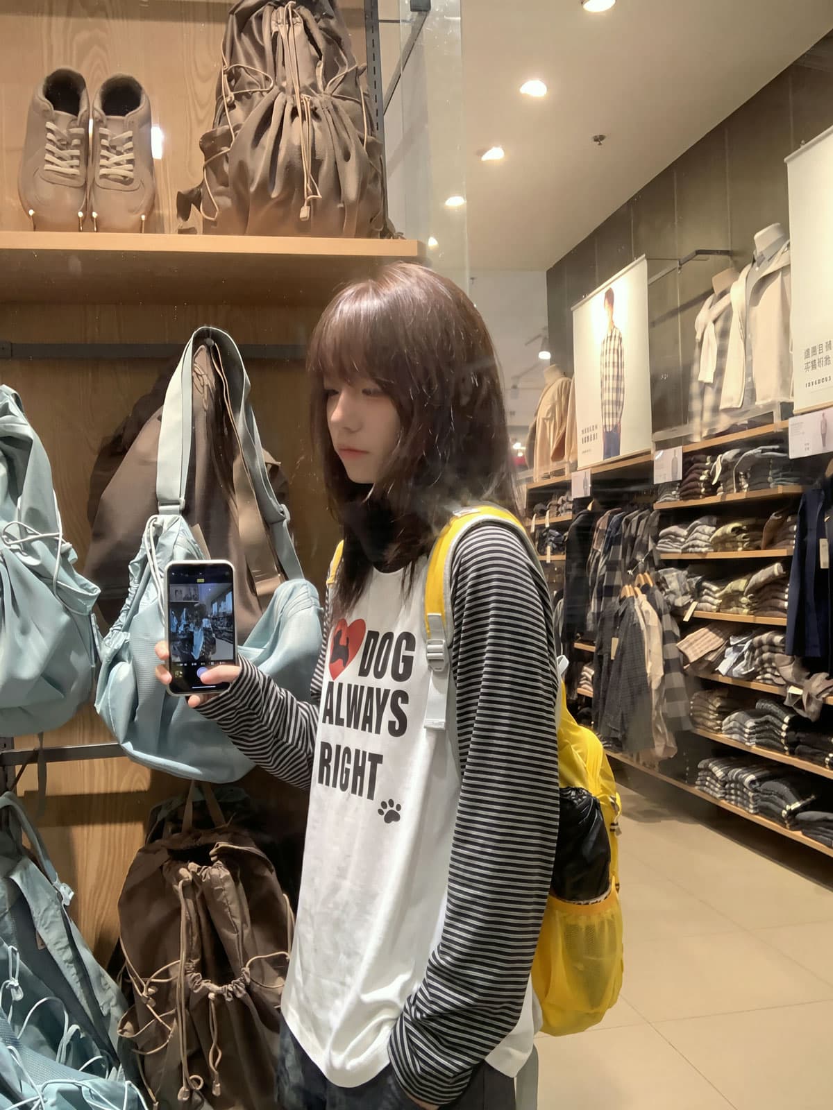 한 부서 레트로 학원 스타일 프린트 강아지 스트라이프 삽입 어깨 긴팔 티셔츠 여성 가을 루즈핏 패치워크 느긋한 맨위 상세 이미지 2