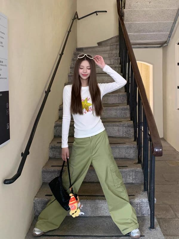 아메리칸 레트로 루즈핏 카람 볼라 프린트 긴팔 티셔츠 여성 가을 캐주얼 슬림해 보이는 알파벳 작은 대중 맨위 이미지 4