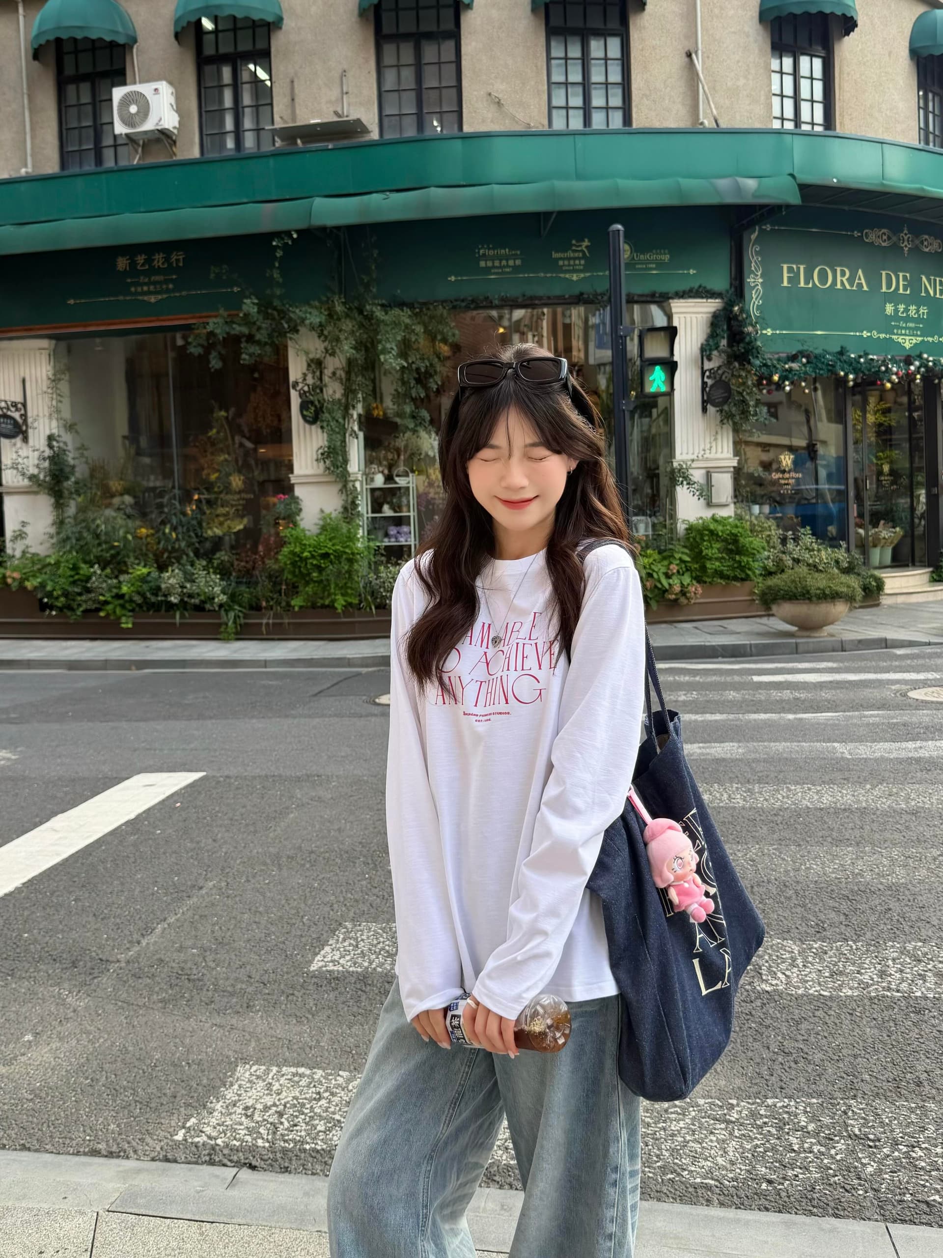 한 부서 작은 대중 알파벳 프린트 무거운 라운드 넥 긴팔 티셔츠 여성 이른 가을 루즈핏 캐주얼 느긋한 바람 연령 감소 맨위 상세 이미지 2