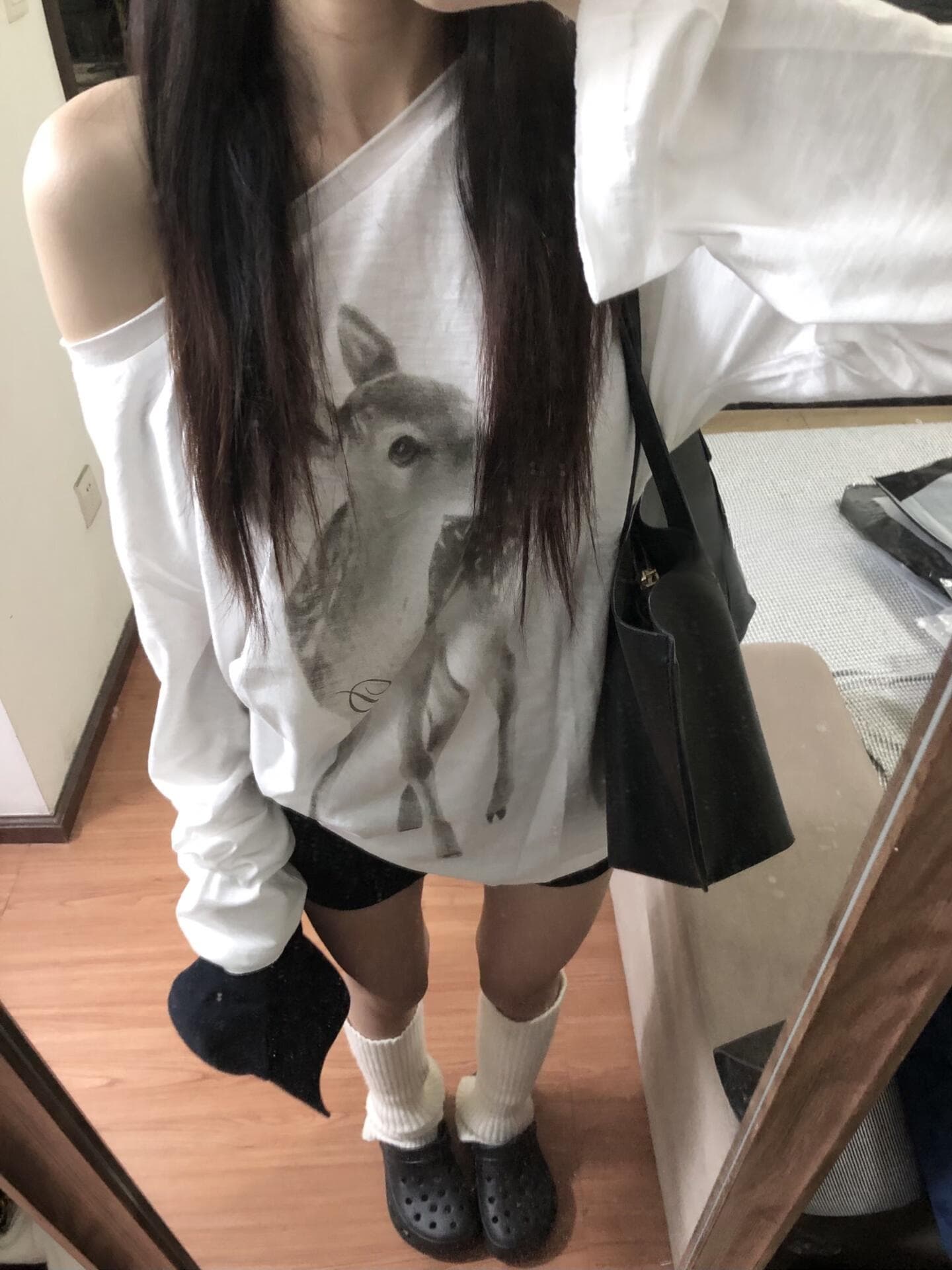 한 부서 비스듬한 어깨 시카 사슴 화이트 긴팔 티셔츠 여성 여름 외부 가져 가라. 루즈핏 마이크로 ~을 통해 얇은 스타일 느긋한 자외선 차단 블라우스