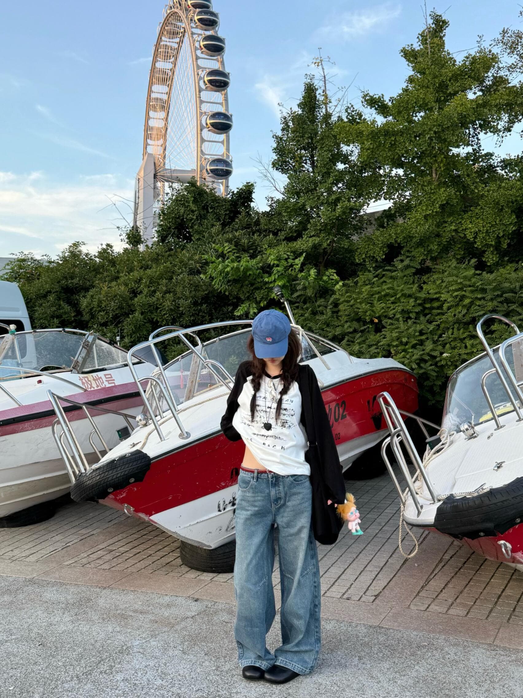 아메리칸 만화 알파벳 배색 삽입 어깨 긴팔 티셔츠 여성 가을 새로운 디자인 센스 패션 루즈핏 블라우스 맨위 이미지 2