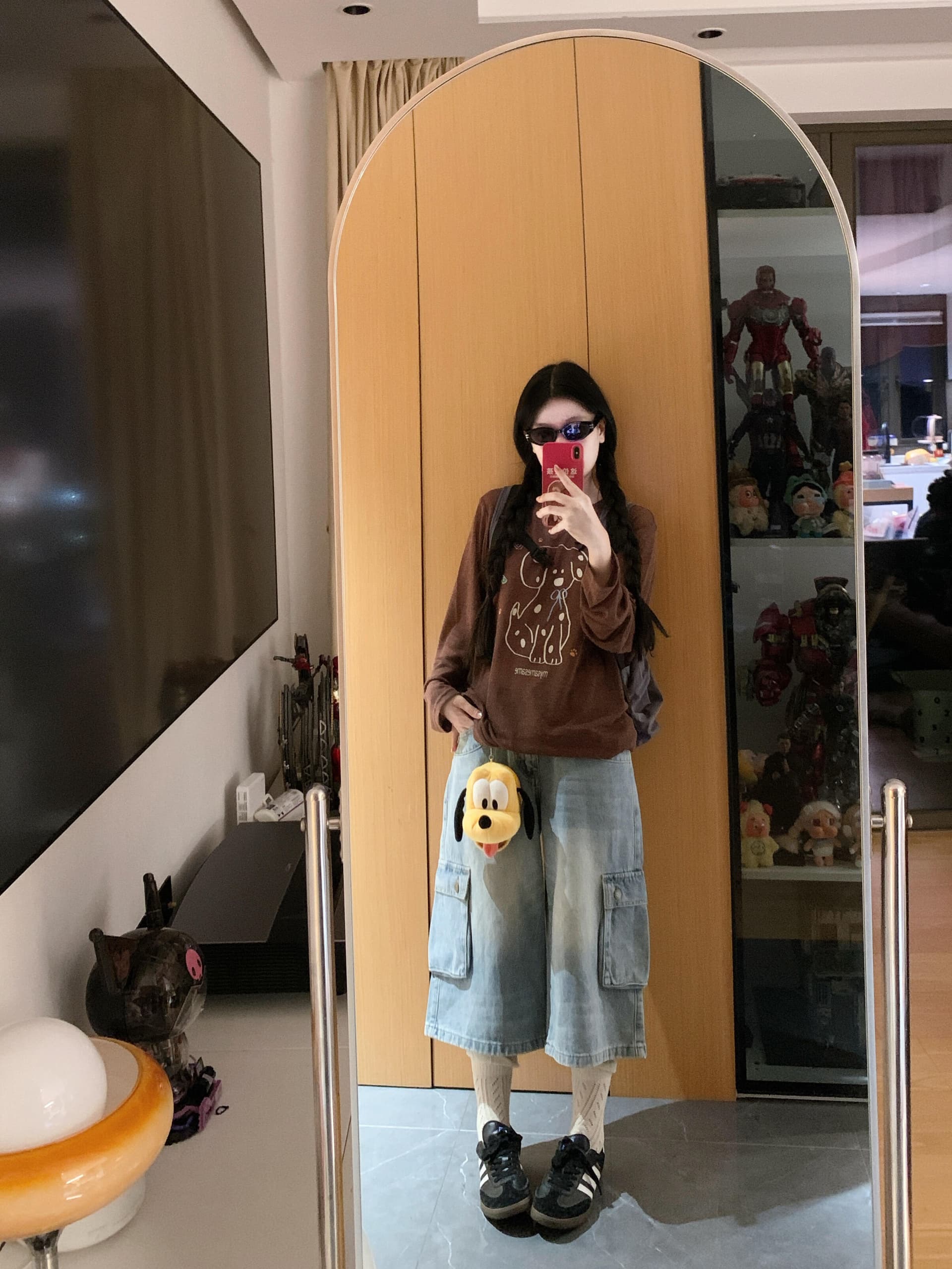한 스타일 레트로 귀여운 스팟 강아지 라운드 넥 자외선 차단 블라우스 티셔츠 여성 여름 새로운 다용도 캐주얼 긴팔 맨위 상세 이미지 3