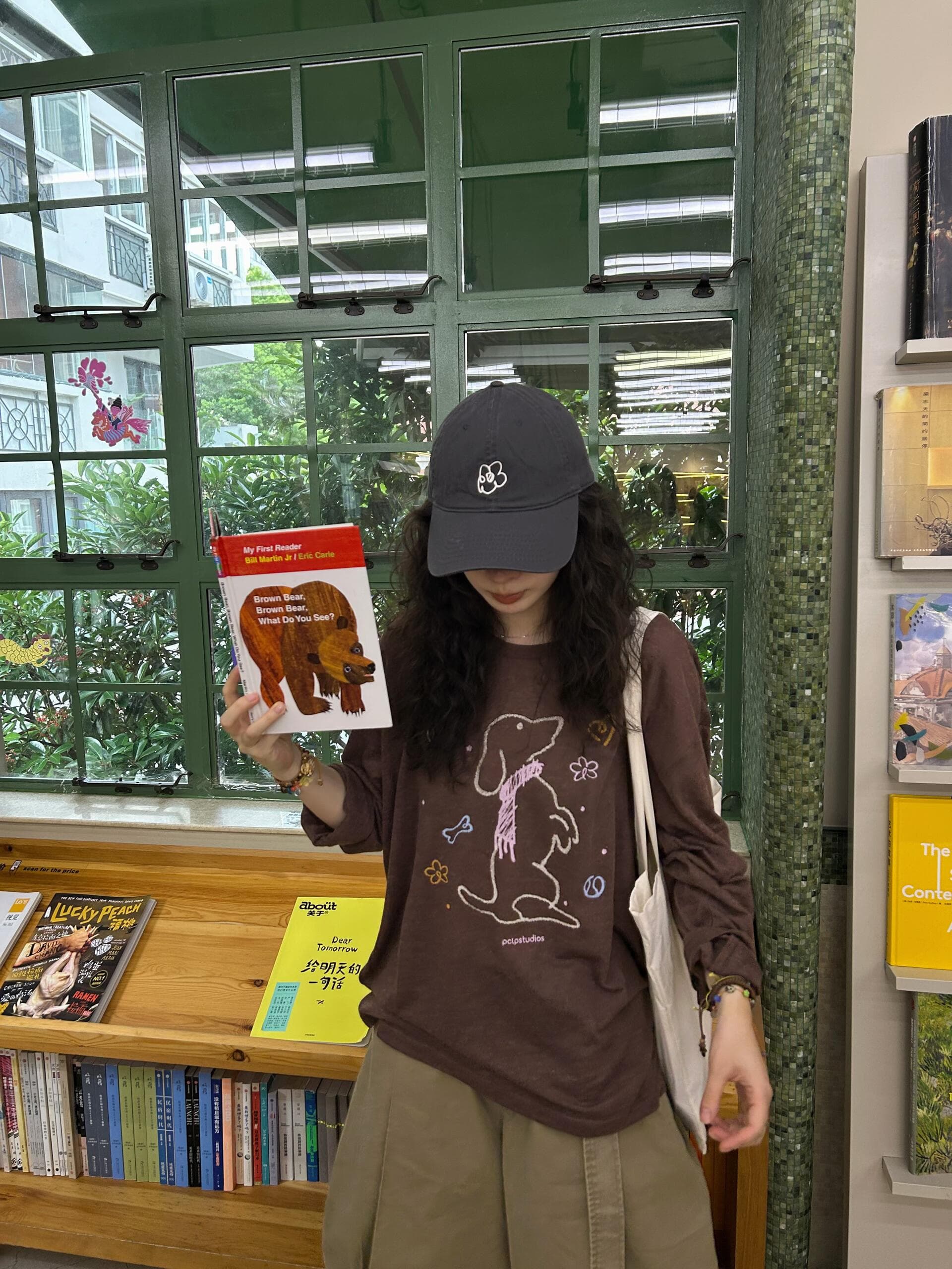 한 부서 아름다움 라드. 색상 시스템 강아지 프린트 긴팔 티셔츠 여성 가을 2026 새로운 캐주얼 슬림해 보이는 출퇴근 맨위 이미지 2