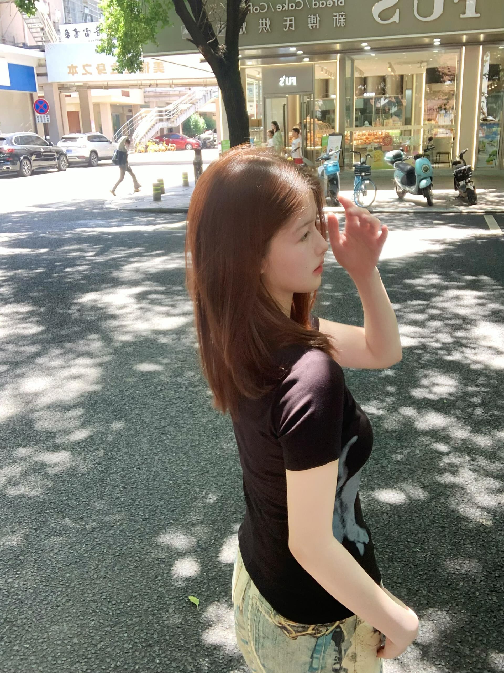 아메리칸 레트로 고양이 조사 프린트 반팔 티셔츠 여성 여름 새로운 몸매 가꾸기 맨위 이미지 4