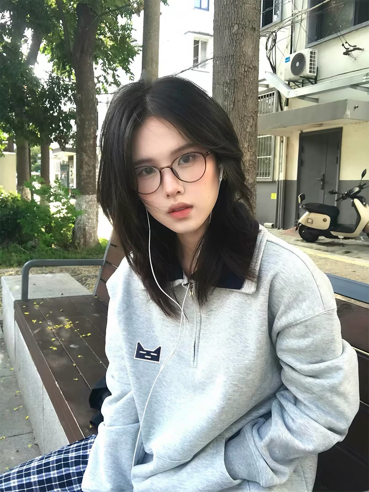 이중층 폴로 칼라 하프 지퍼 후드티 여성 가을 겨울 털이 있고 두꺼운 루즈핏 캐주얼 학원 스타일 긴팔 맨위 아메리칸 트렌디 상세 이미지 2