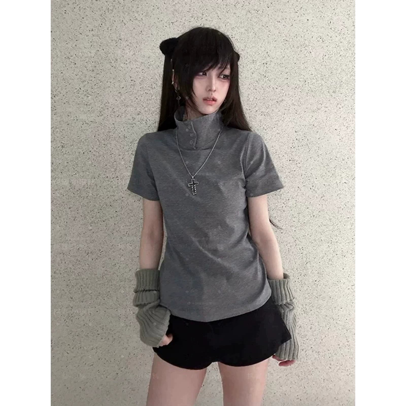아메리칸 레트로 POLO 칼라 반팔 티셔츠 여자 2026 새로운 폭발 작은 대중 고급 센스 상세 이미지 1