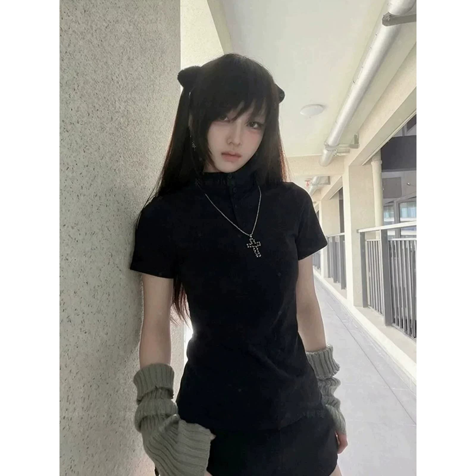 아메리칸 레트로 POLO 칼라 반팔 티셔츠 여자 2026 새로운 폭발 작은 대중 고급 센스 상세 이미지 2