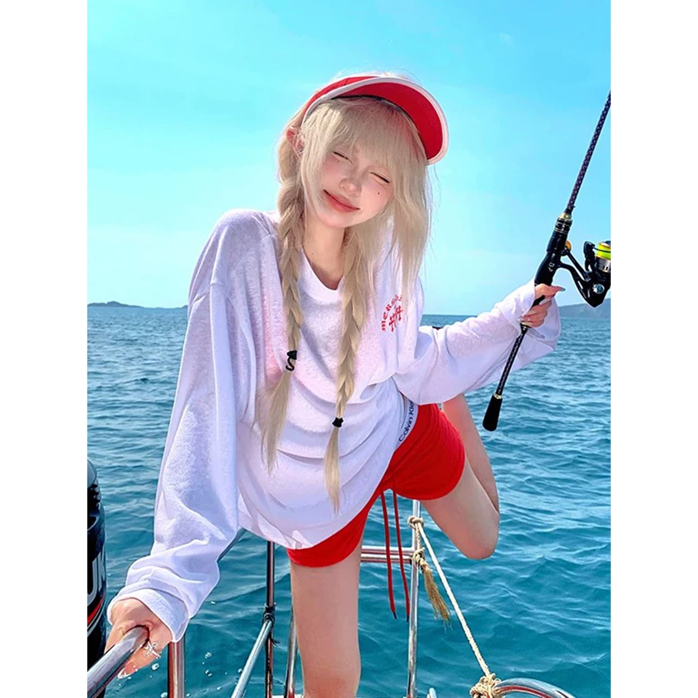 아메리칸 느긋한 바람 알파벳 프린트 긴팔 티셔츠 여성 여름 루즈핏 캐주얼 마이크로 ~을 통해 자외선 차단 블라우스 상세 이미지 4