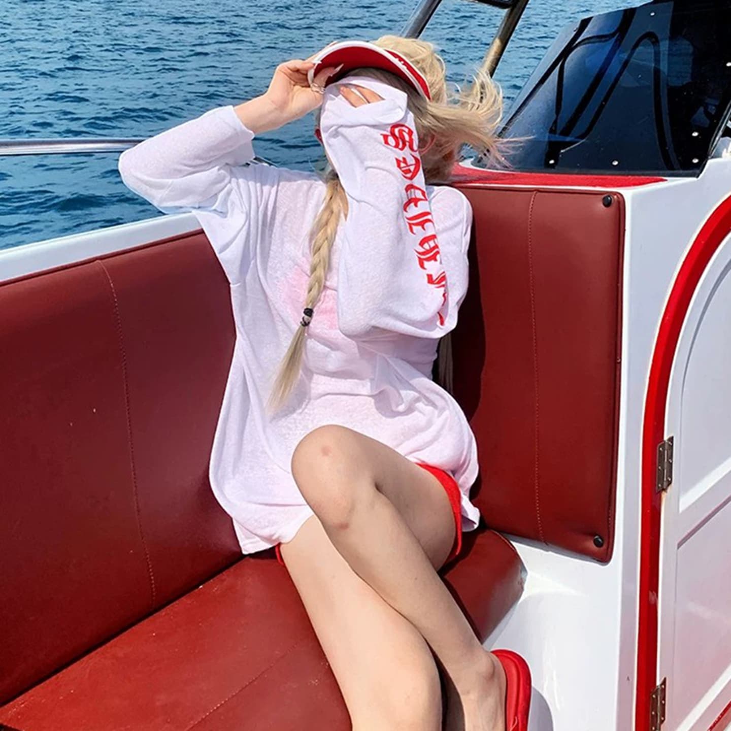 아메리칸 느긋한 바람 알파벳 프린트 긴팔 티셔츠 여성 여름 루즈핏 캐주얼 마이크로 ~을 통해 자외선 차단 블라우스 상세 이미지 5