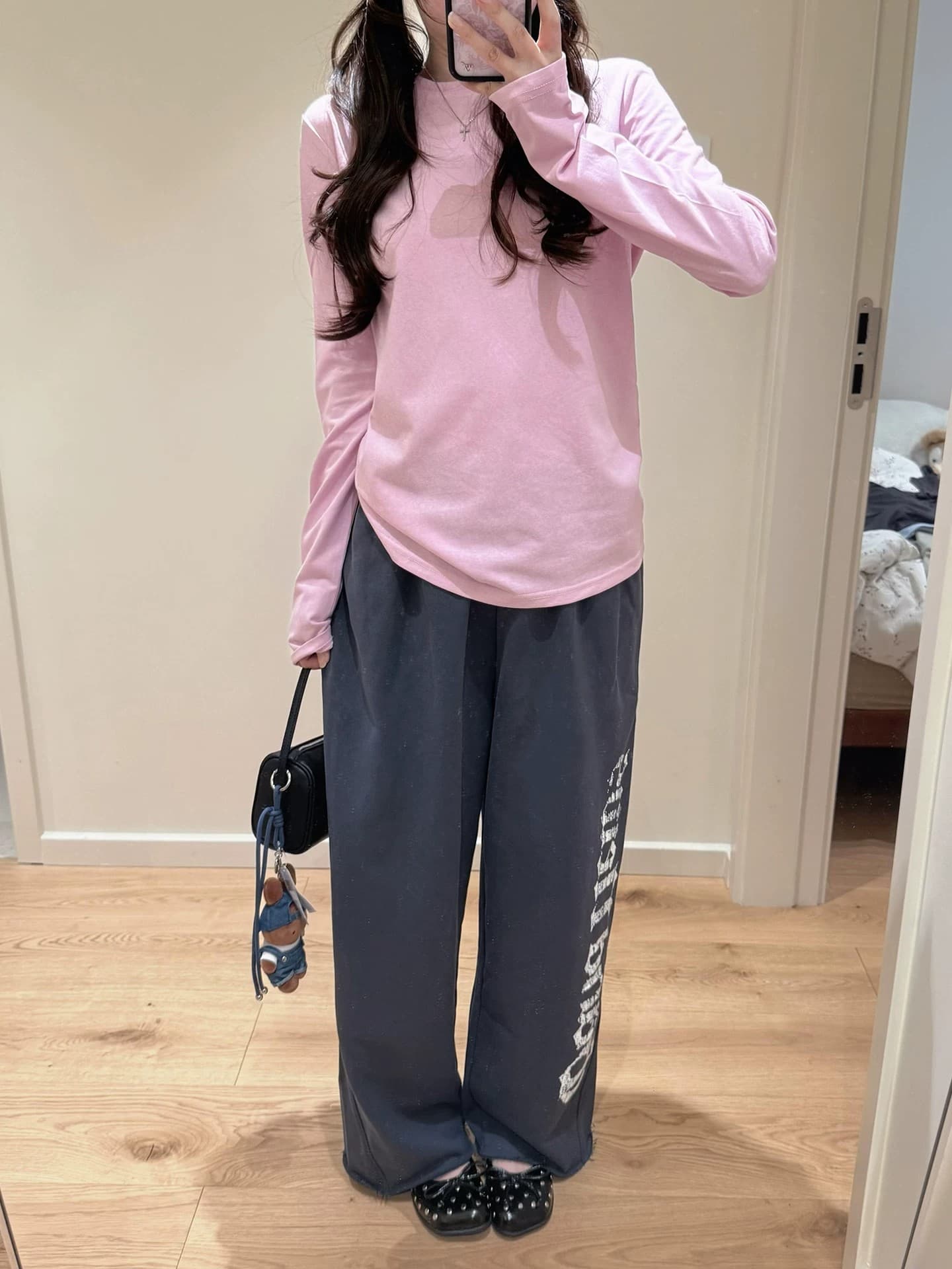 아메리칸 마 오래된 형제 특별 알파벳 프린트 캐주얼 바지 여성 가을 새로운 루즈핏 도루 센스 춤추기 운동 넓은 다리 웨이 바지 이미지 4