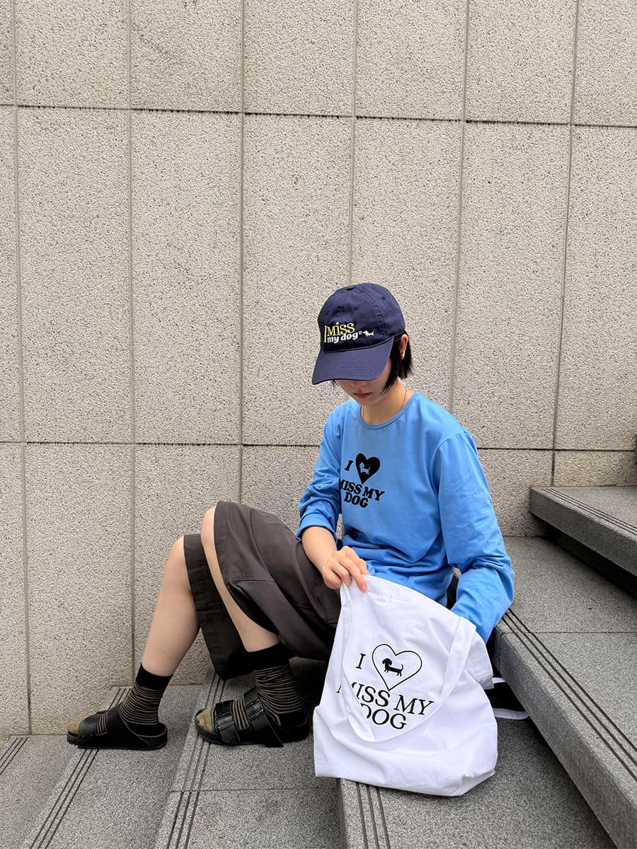 아메리칸 레트로 귀여운 고양이 슬로건 프린트 파란색 라운드 넥 긴팔 티셔츠 남녀 봄 가을 루즈핏 캐주얼 맨위 상세 이미지 2