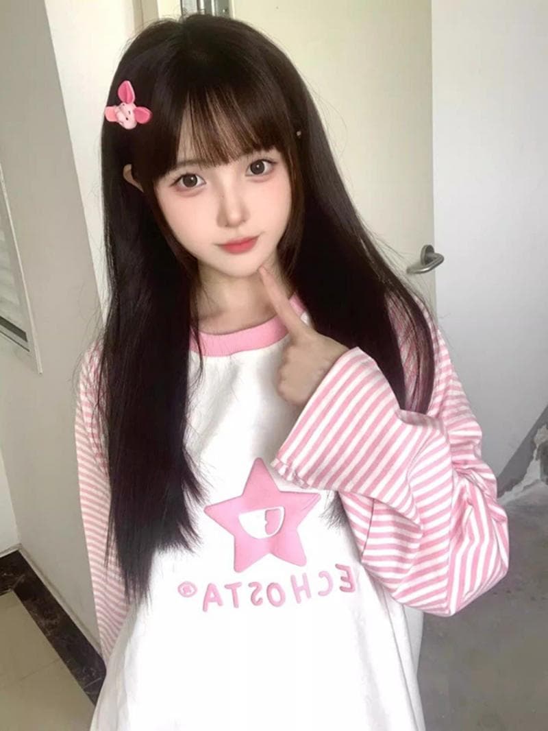 아메리칸 레트로 핑크색 삽입 어깨 긴팔 티셔츠 여성 2026 새로운 이른 봄 디자인 센스 작은 대중 얇은 스타일 루즈핏 맨위 상세 이미지 5