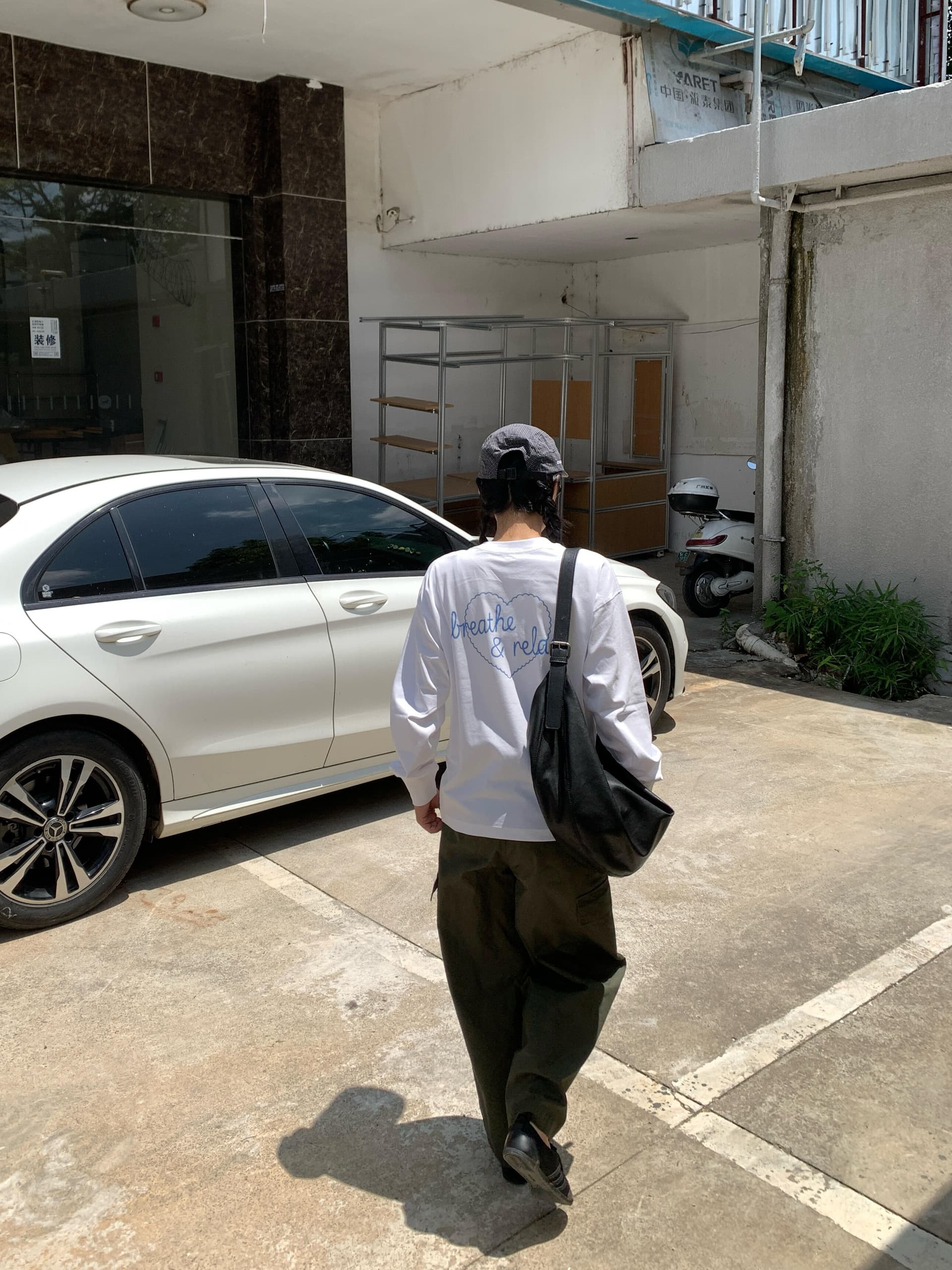 작은 대중 미니멀리즘 하트 알파벳 프린트 느긋한 캐주얼 루즈핏 순면 편안함 긴팔 티셔츠 맨위 여성 상세 이미지 4