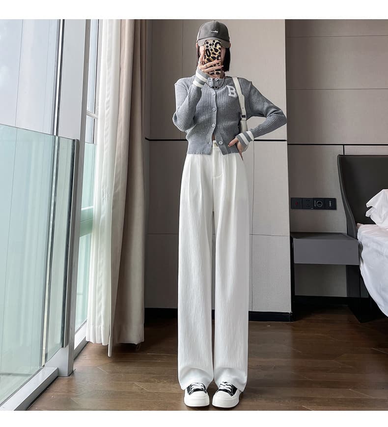 오래된 돈 바람 좁은 에디션 정장 와이드 레깅스 바지 봄 가을 바지 2026 새로운 하이웨이스트 도루 센스 캐주얼 스트레이트 바지 상세 이미지 5
