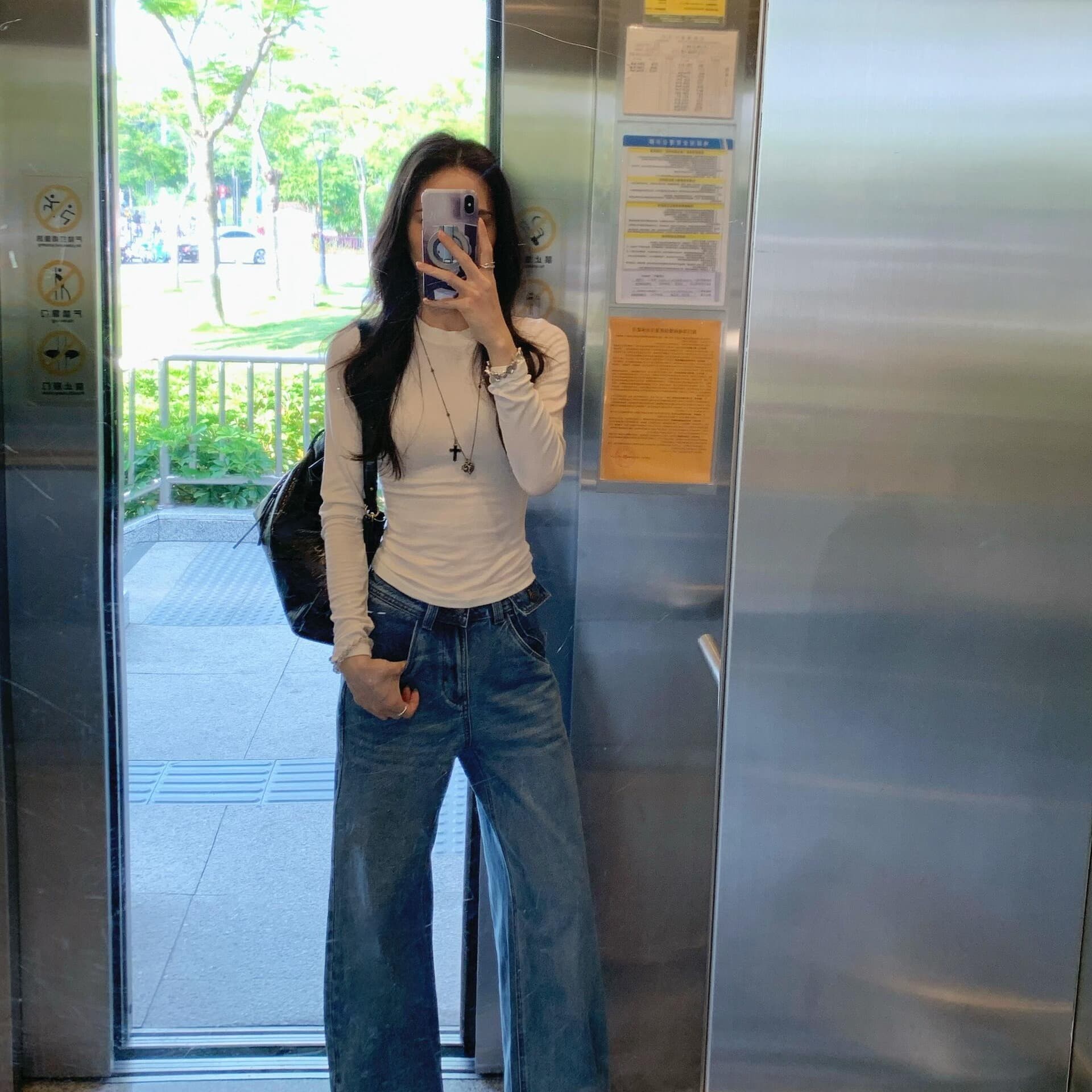 미니멀리즘 기초 섹션 라운드 넥 풀오버 긴팔 티셔츠 여성 의류 가을 몸매 가꾸기 다용도 맨위 슬림해 보이는 인사이드 가져 가라. 기본 셔츠 이미지 5