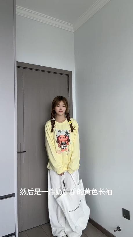 멩 이자 귀여운 만화 안경 소녀 프린트 라운드 넥 후드티 여성 루즈핏 캐주얼 작은 대중 개성 맨위 이미지 3