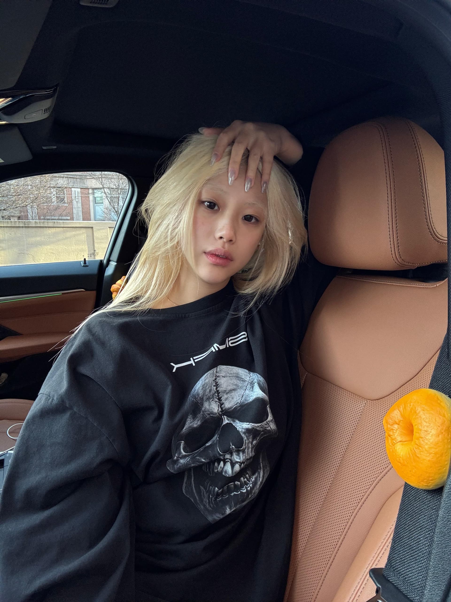 아메리칸 레트로 긴팔 티셔츠 여성 이른 가을 해골 프린트 워싱 블랙 동정 펑크 바람 루즈핏 커플 맨위 이미지 2