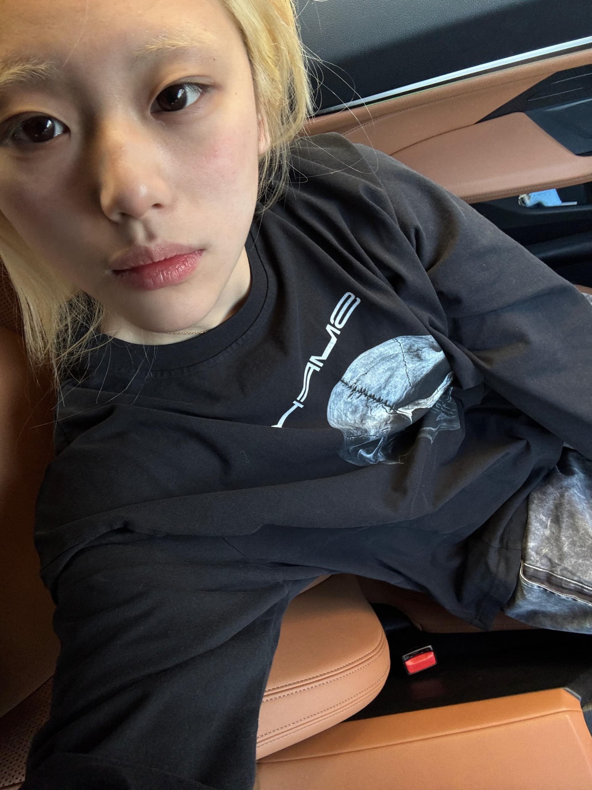 아메리칸 레트로 긴팔 티셔츠 여성 이른 가을 해골 프린트 워싱 블랙 동정 펑크 바람 루즈핏 커플 맨위 상세 이미지 5