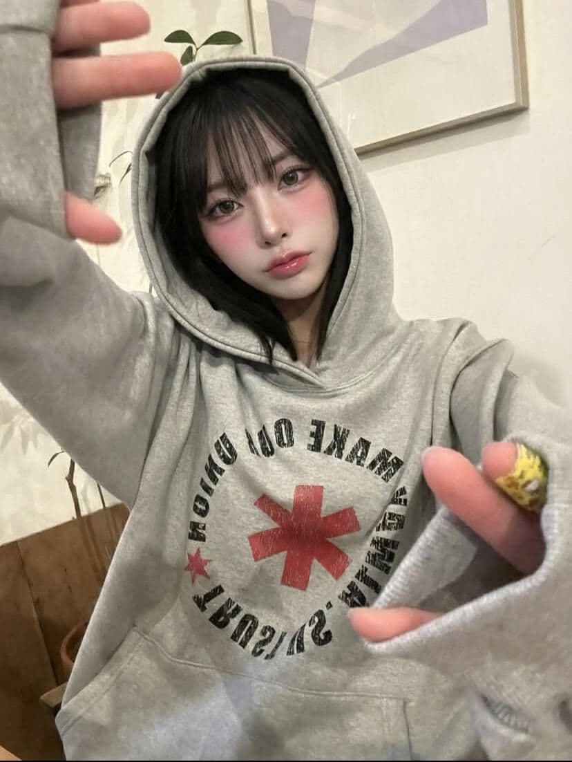 아메리칸 레트로 느슨함 센스 알파벳 프린트 후드 티 스웨터 여성 가을 겨울 루즈핏 높음 거리 작은 대중 다용도 느긋한 맨위