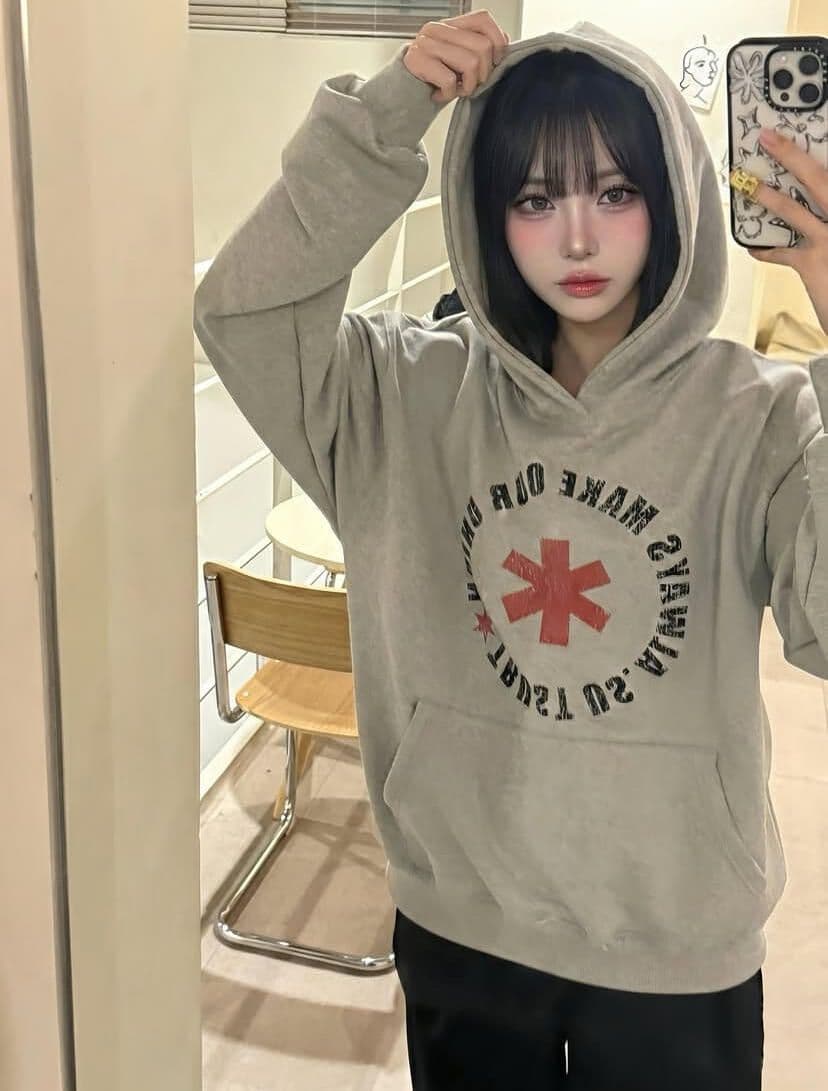 아메리칸 레트로 느슨함 센스 알파벳 프린트 후드 티 스웨터 여성 가을 겨울 루즈핏 높음 거리 작은 대중 다용도 느긋한 맨위 상세 이미지 4