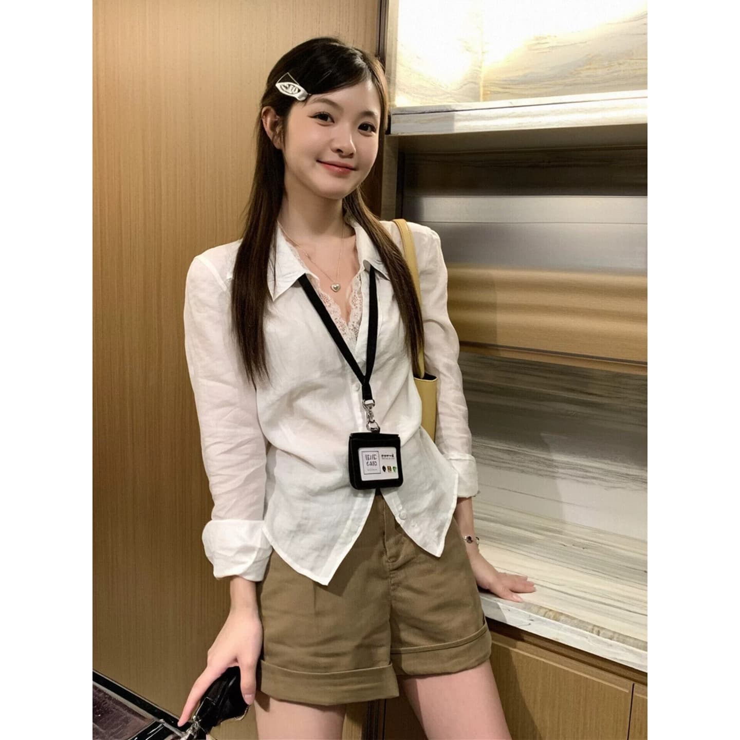 높음 지혜 바람 긴팔 폴로 칼라 화이트 여성 셔츠 가을 레트로 스택 착용 디자인 센스 다용도 허리 수축 맨위 새로운 상세 이미지 4
