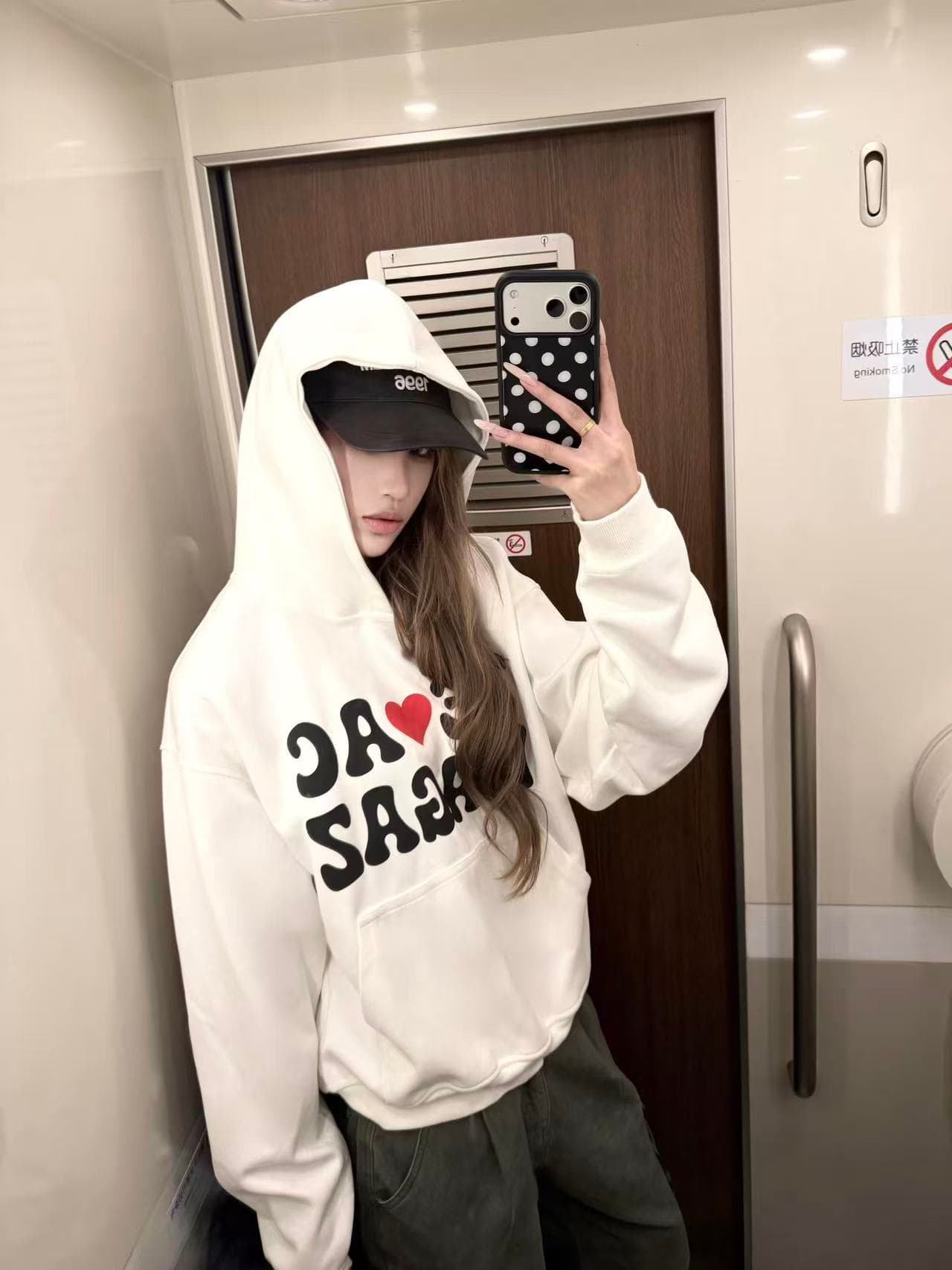 한국 레트로 재미있는 알파벳 프린트 후드 티 스웨터 루즈핏 다용도 커플 캐주얼 맨위 상세 이미지 2