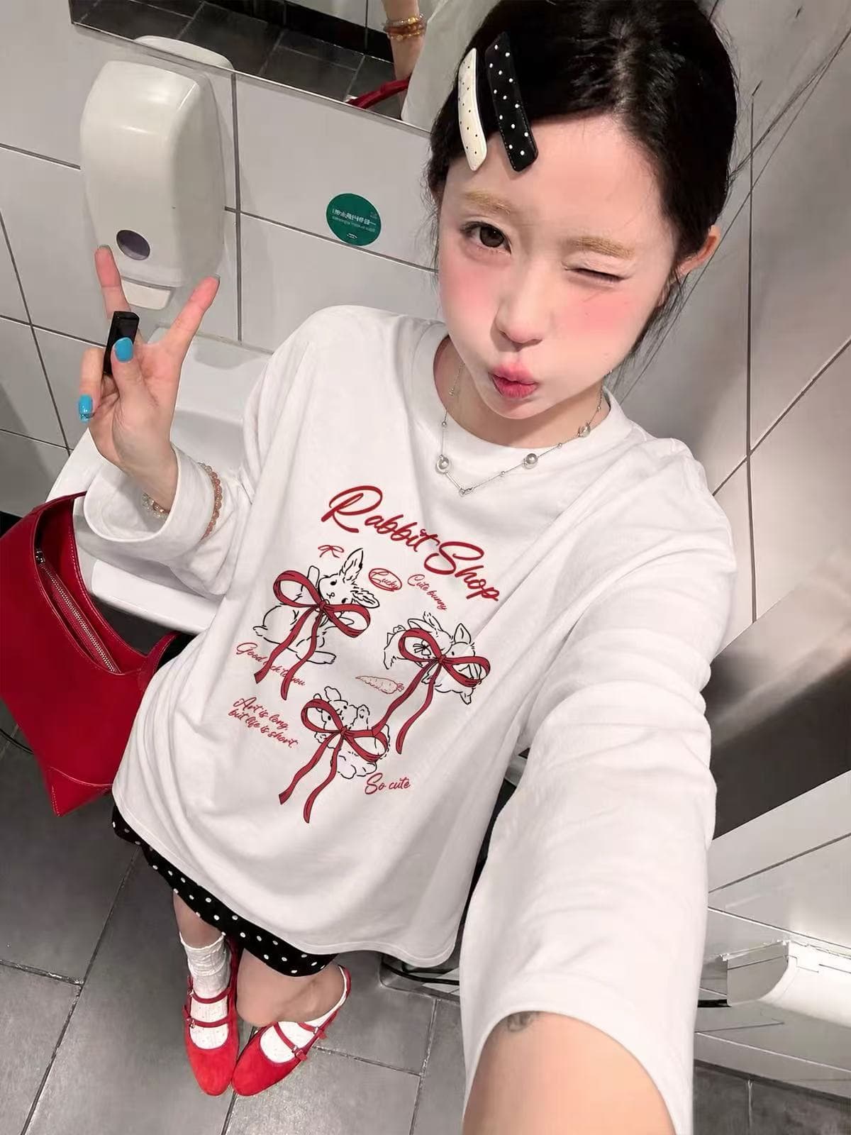 일본식 소녀 센스 수채화 새끼 고양이 프린트 순면 긴팔 티셔츠 여성 가을 루즈핏 ins 바람 다용도 맨위