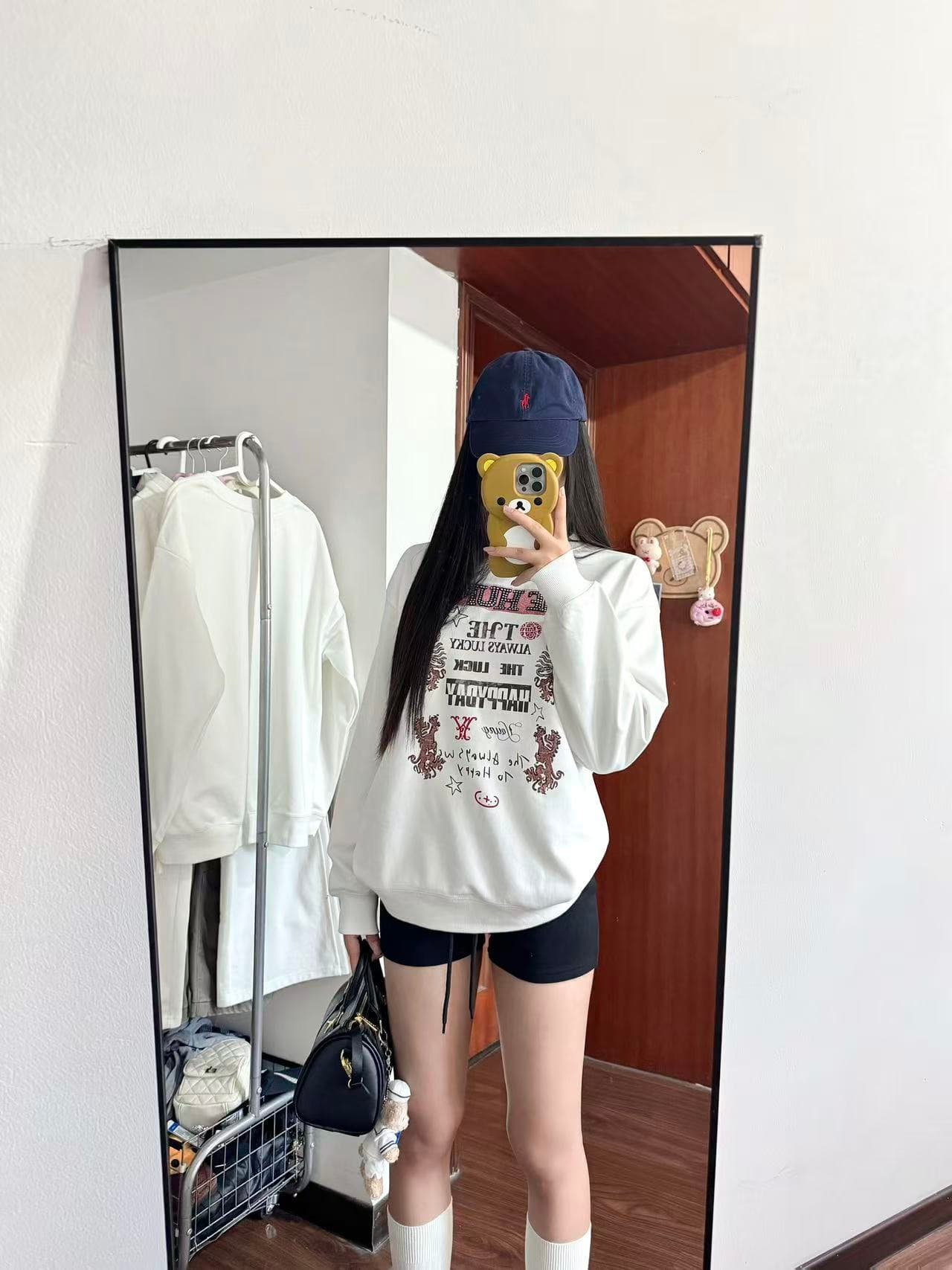 아메리칸 높음 거리 알파벳 프린트 라운드 넥 후드티 여성 디자인 센스 중성 바람 웃음 하 맨위 상세 이미지 3