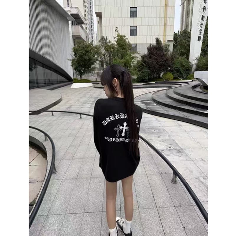 아메리칸 레트로 십자가 긴팔 자외선 차단 블라우스 여성 여름 느긋한 바람 루즈핏 눈꽃 면 얇은 맨위 이미지 3