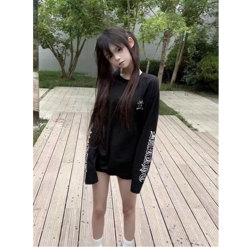 아메리칸 레트로 십자가 긴팔 자외선 차단 블라우스 여성 여름 느긋한 바람 루즈핏 눈꽃 면 얇은 맨위 이미지 4